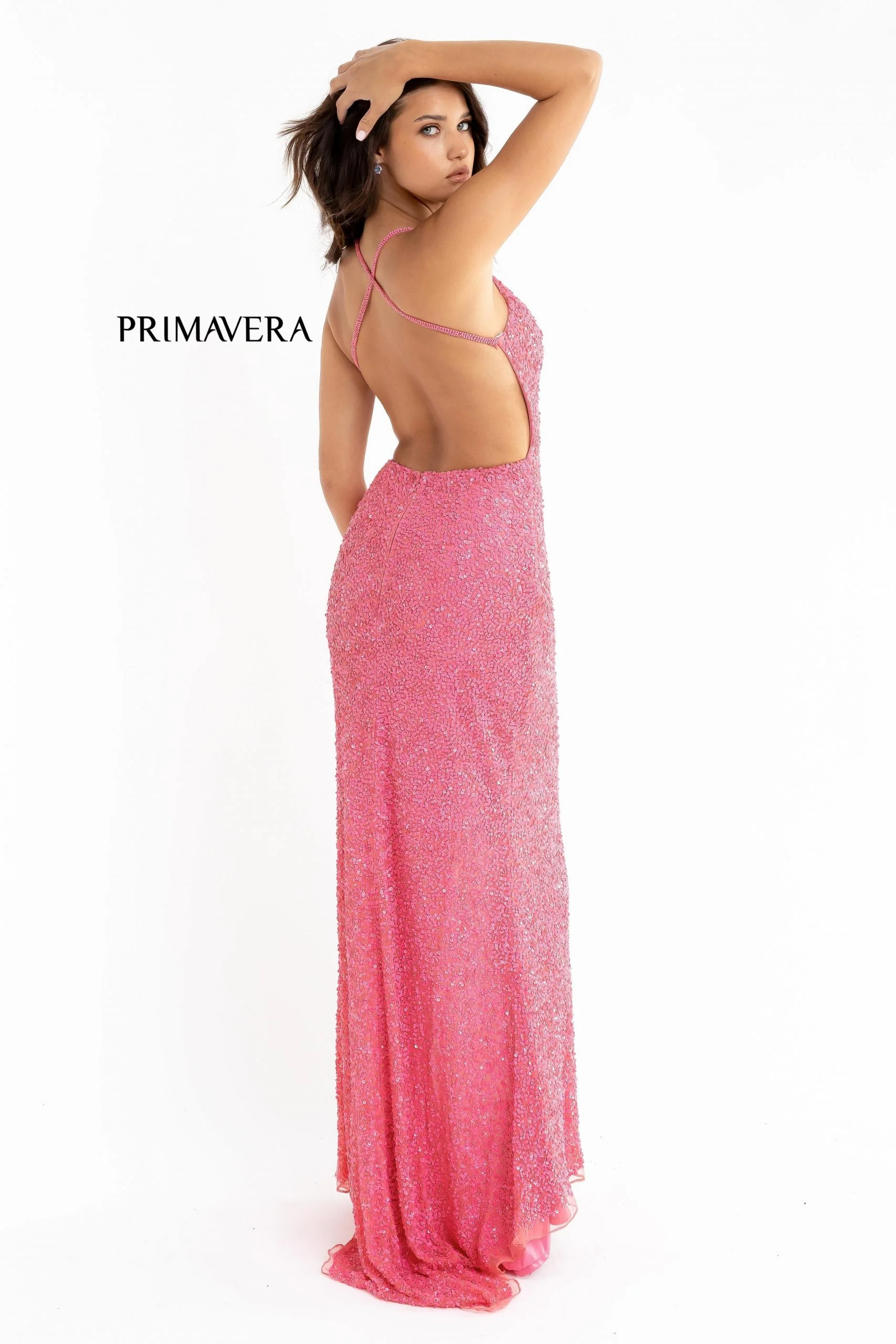 Primavera Couture 3291 Long Fitted Backless Sequin Prom Dress Formal Evening Gown - Image 65