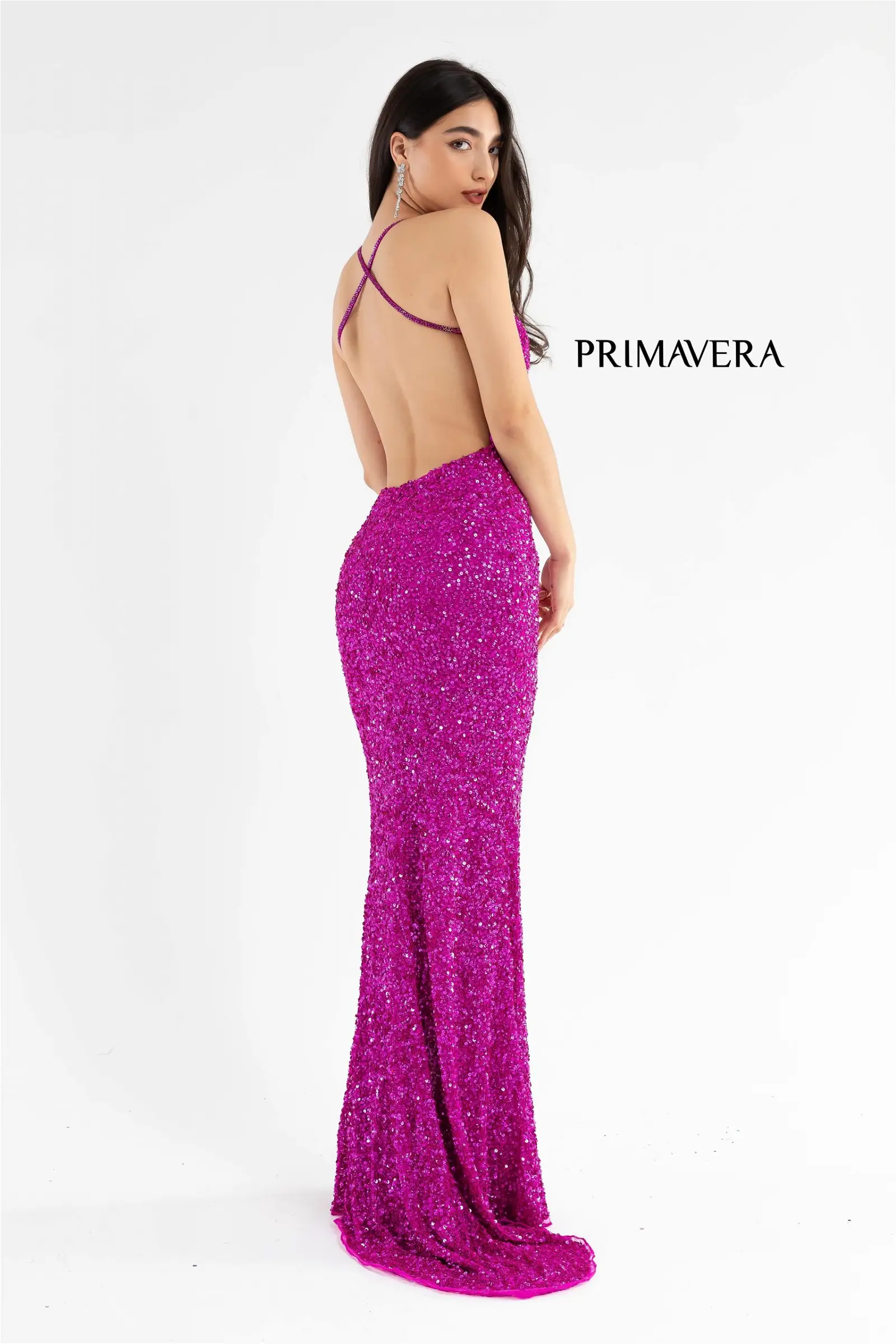 Primavera Couture 3291 Long Fitted Backless Sequin Prom Dress Formal Evening Gown - Image 104