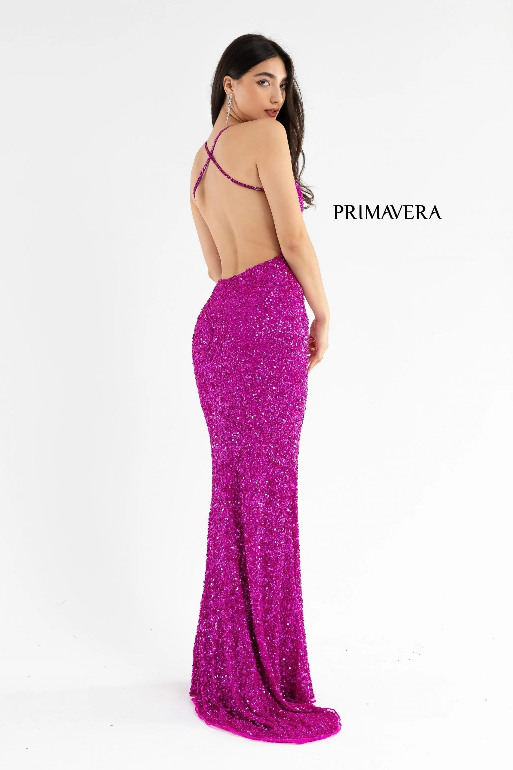 Primavera Couture 3291 Long Fitted Backless Sequin Prom Dress Formal Evening Gown - Image 90
