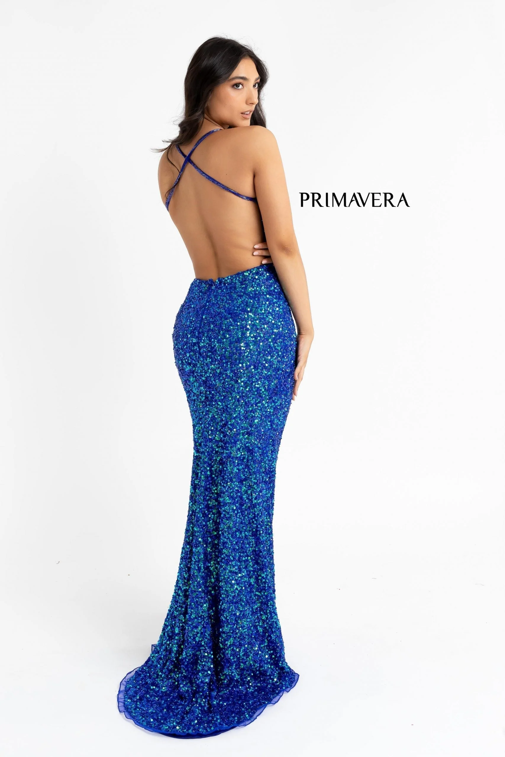 Primavera Couture 3291 Long Fitted Backless Sequin Prom Dress Formal Evening Gown - Image 95