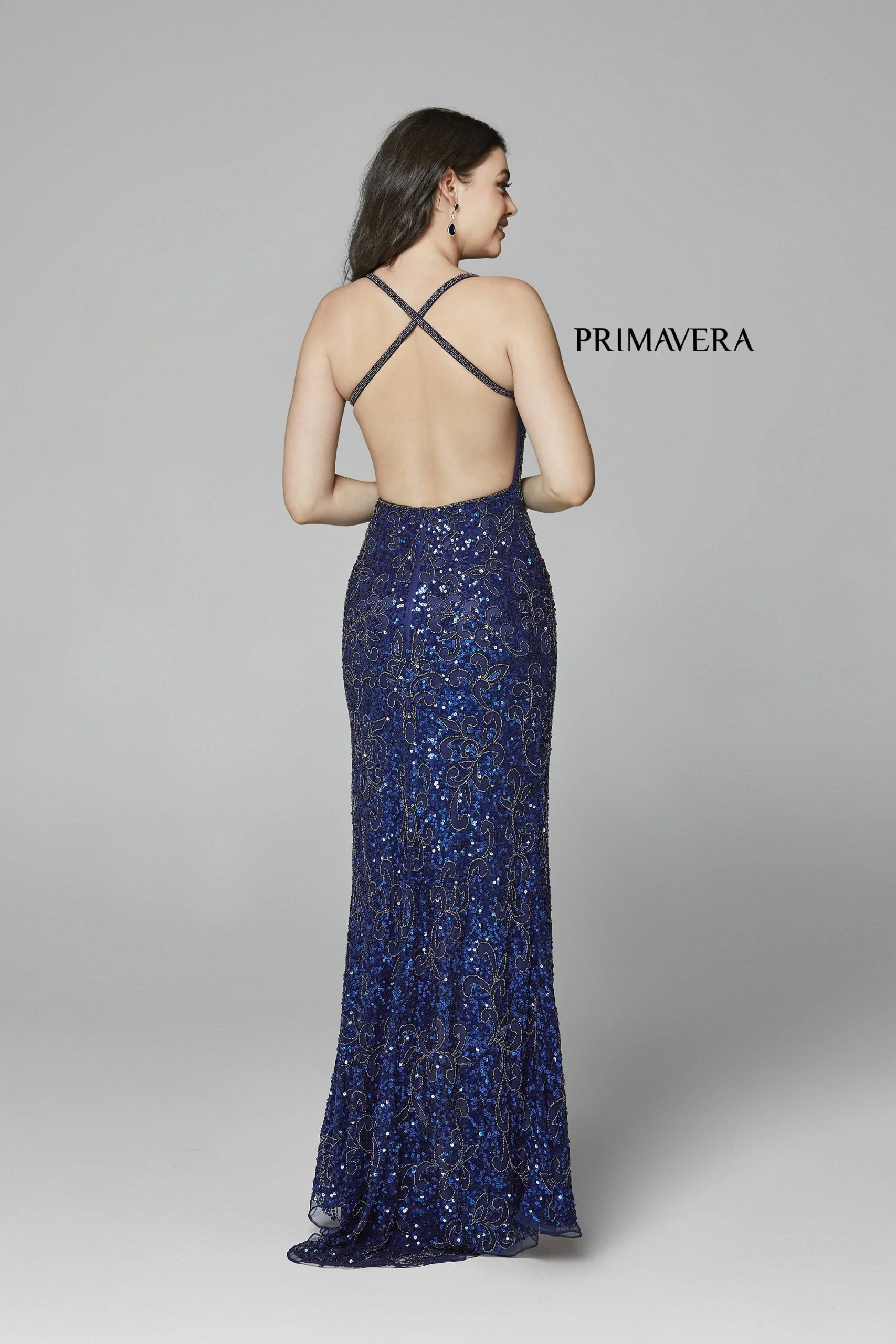 Primavera Couture 3295 Size 2 Neon Lilac Prom Dress V Neckline Sequins Backless Slit Formal Evening Gown - Image 39