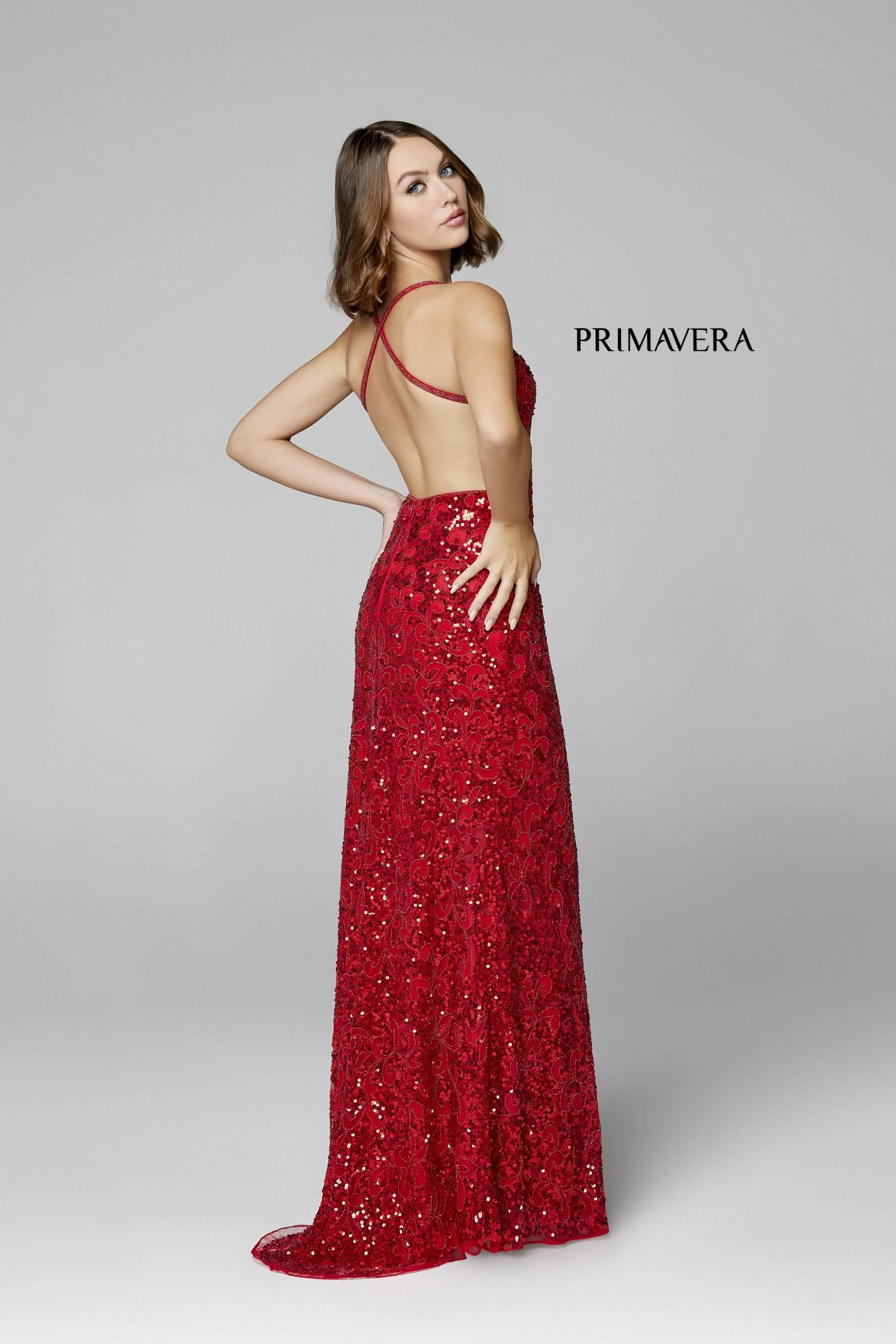 Primavera Couture 3295 Size 2, 6, 8 Emerald Prom Dress V Neckline Sequins Backless Slit Formal Evening Gown - Image 36