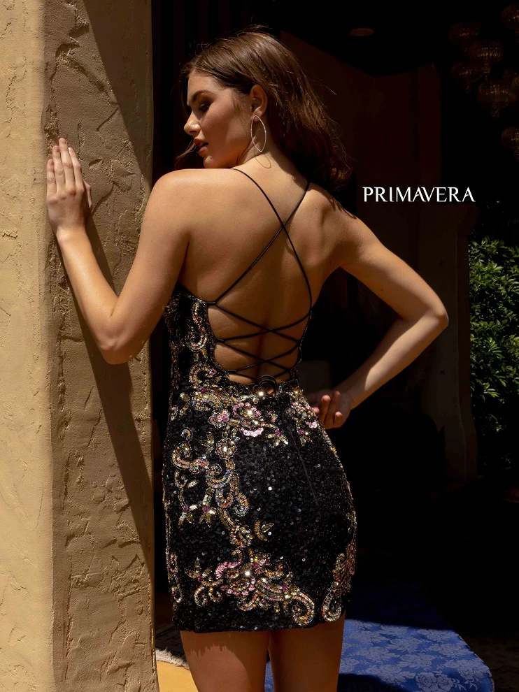 Primavera Couture 3301 Size 8 Fuchsia short sequins fitted cocktail dress homecoming dress Backless Corset - Image 50