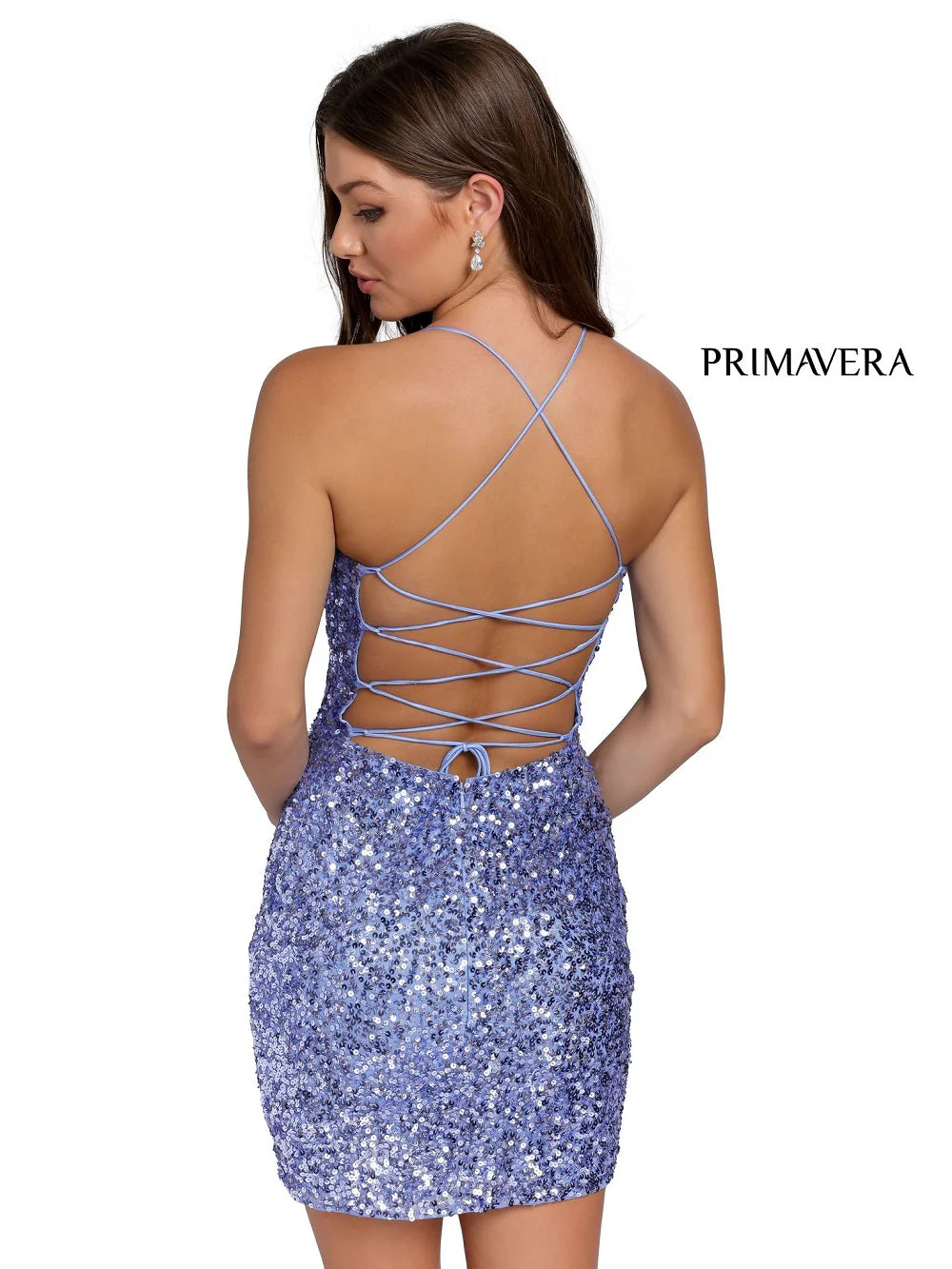 Primavera Couture 3351 Cocktail Dress Short Fitted Sequin Backless Homecoming Dress - Image 36
