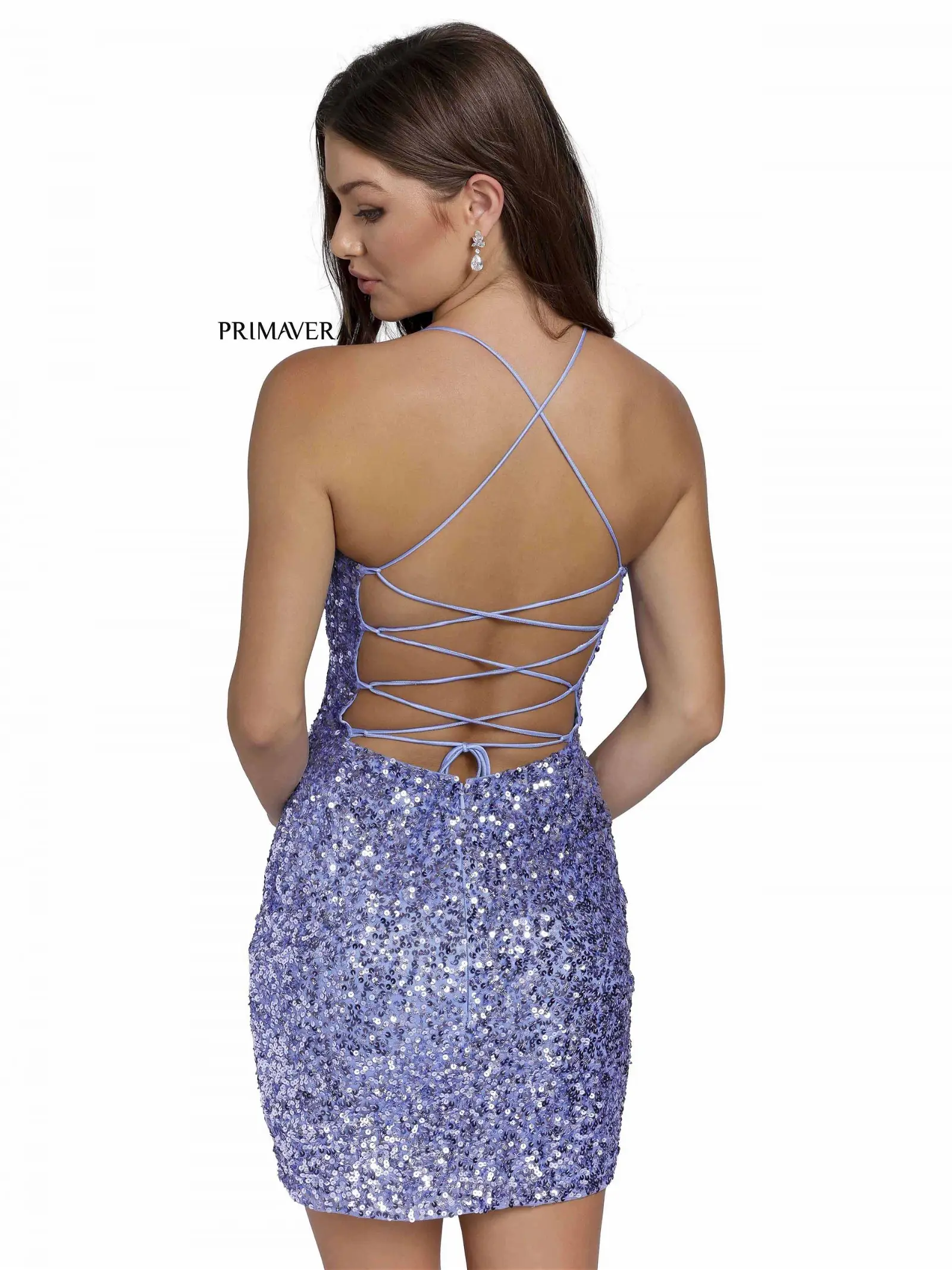 Primavera Couture 3351 Cocktail Dress Short Fitted Sequin Backless Homecoming Dress - Image 106