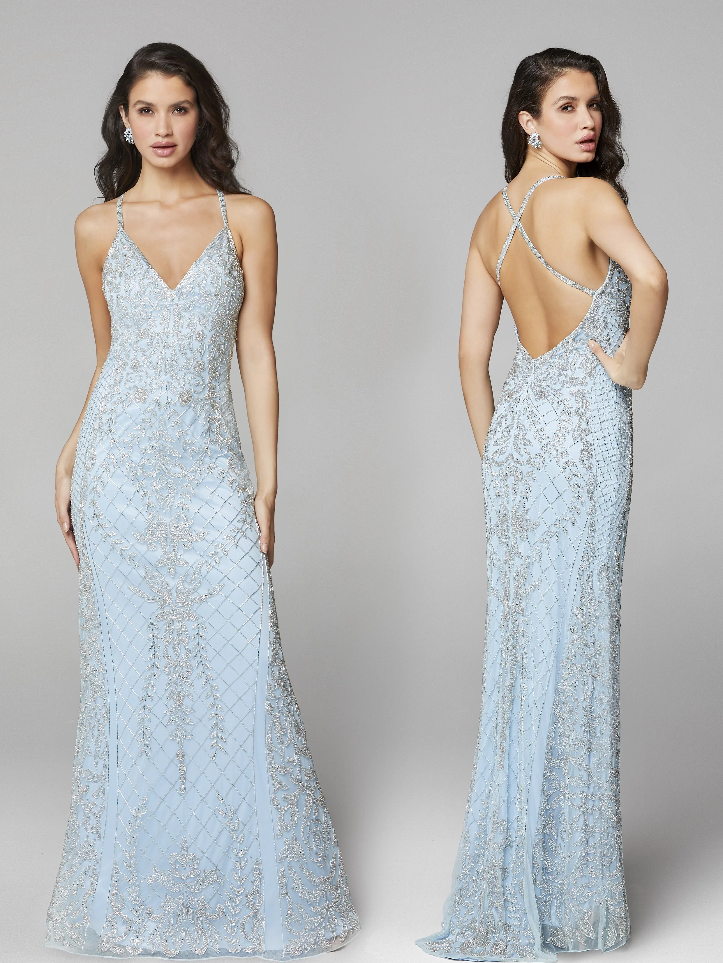 Primavera Couture 3428 Size 8 Powder Blue Beaded prom dress Evening Gown - Image 12