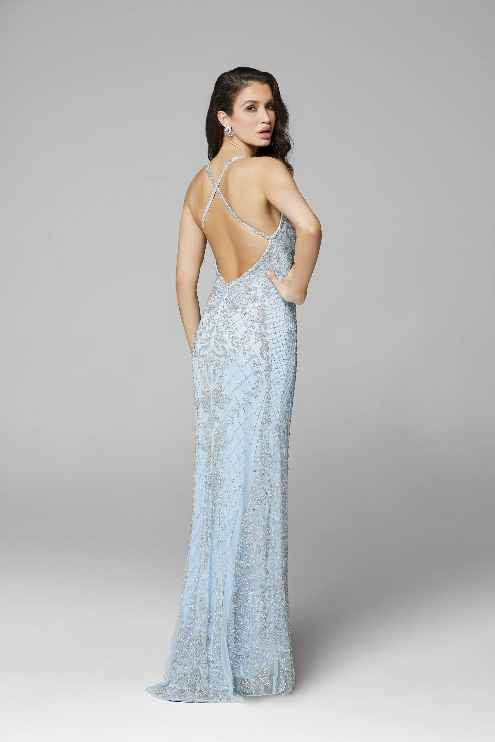 Primavera Couture 3428 Size 8 Powder Blue Beaded prom dress Evening Gown - Image 14