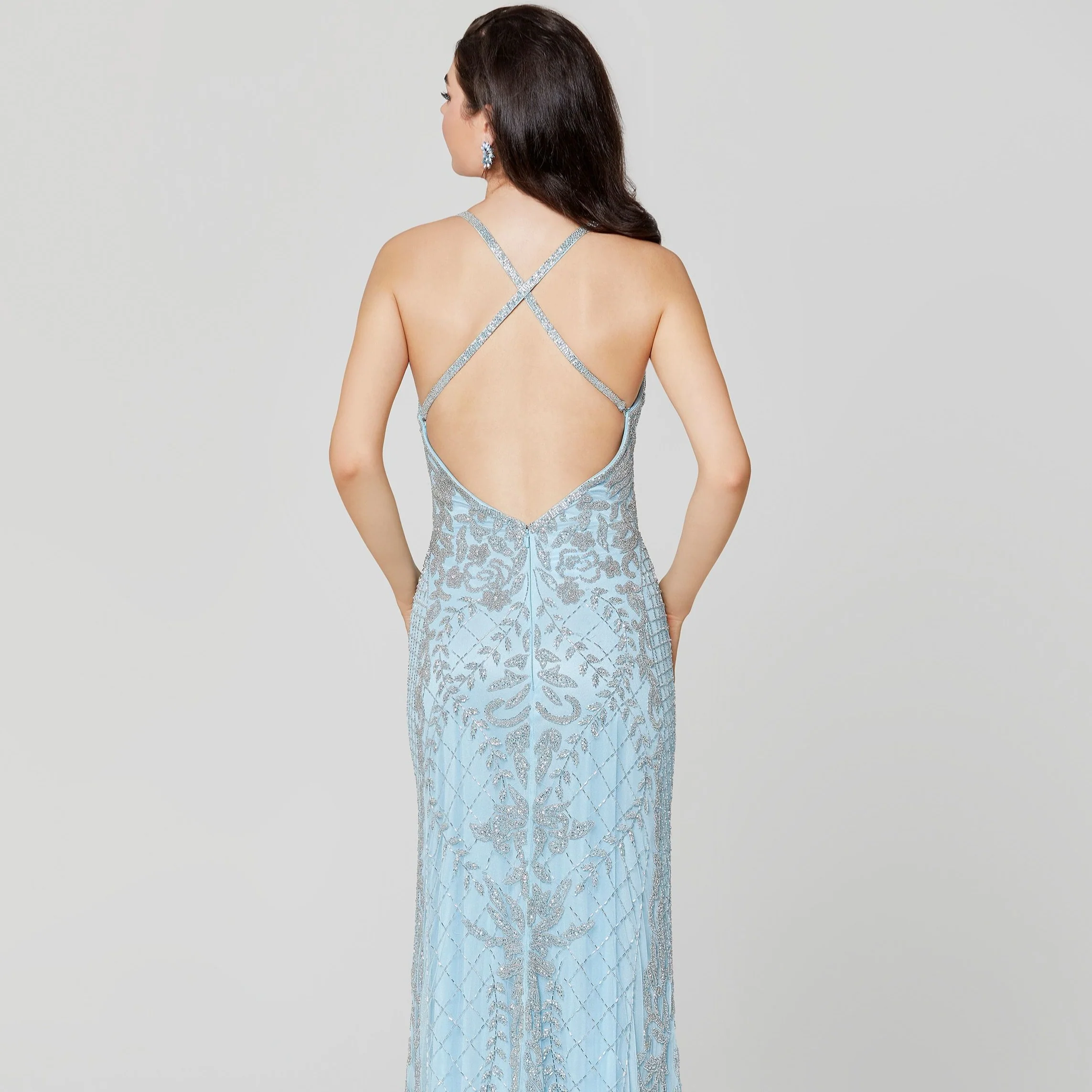 Primavera Couture 3428 Size 8 Powder Blue Beaded prom dress Evening Gown - Image 5