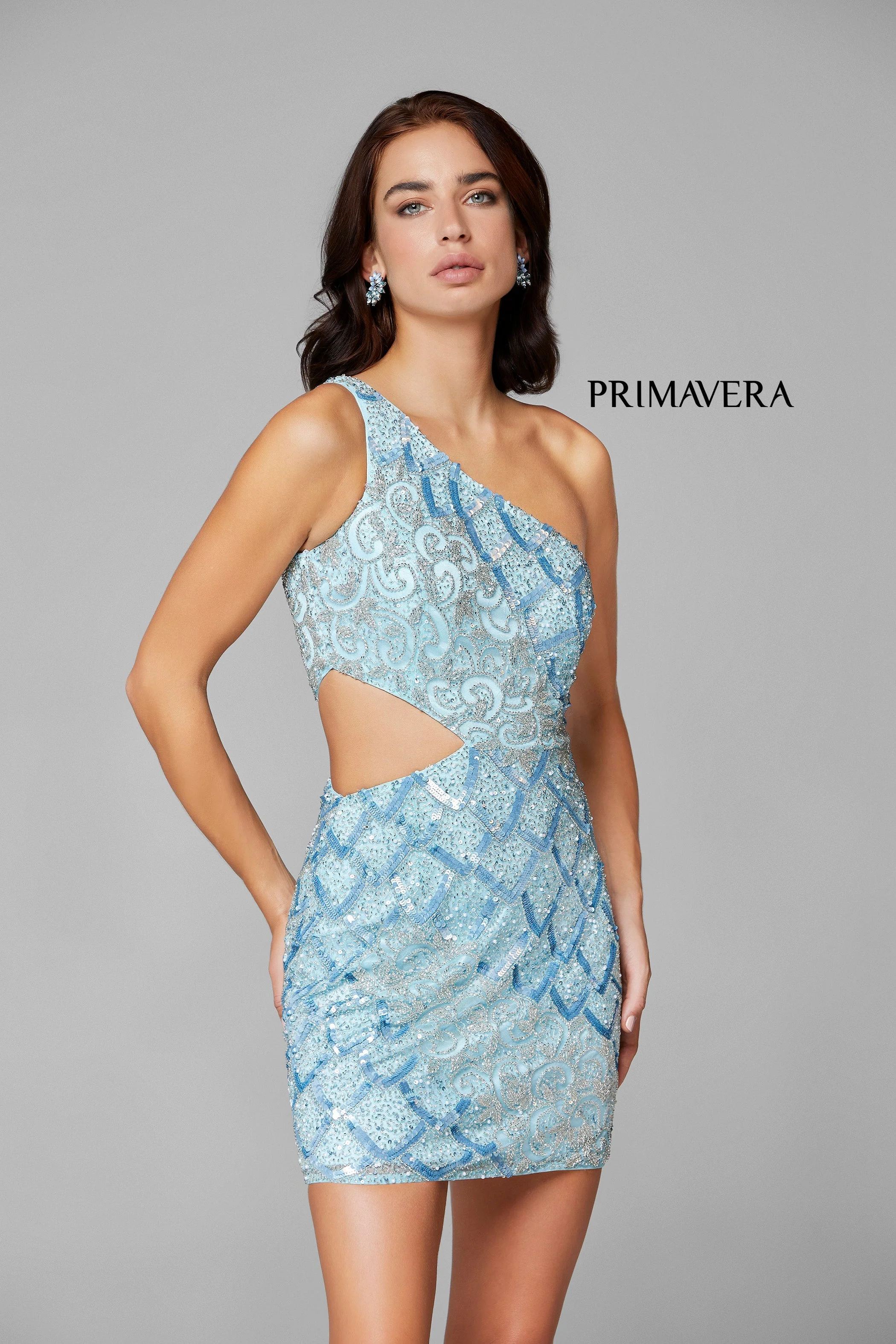 Primavera Couture 3504 Cocktail Dress One shoulder sequin beaded short dress - Image 41