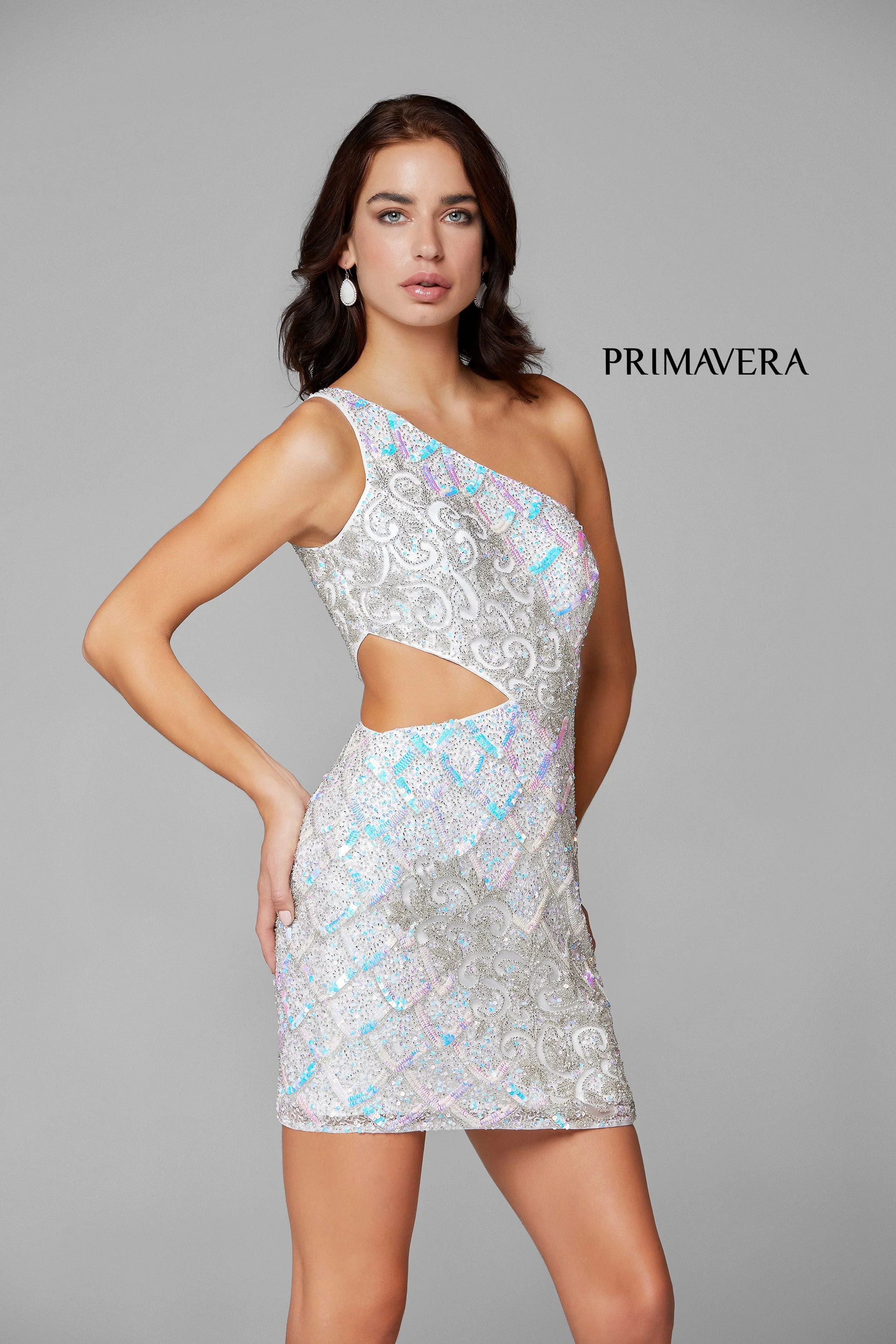 Primavera Couture 3504 Size 10 Pink One shoulder sequins Cut Out Cocktail Homecoming Dress - Image 35