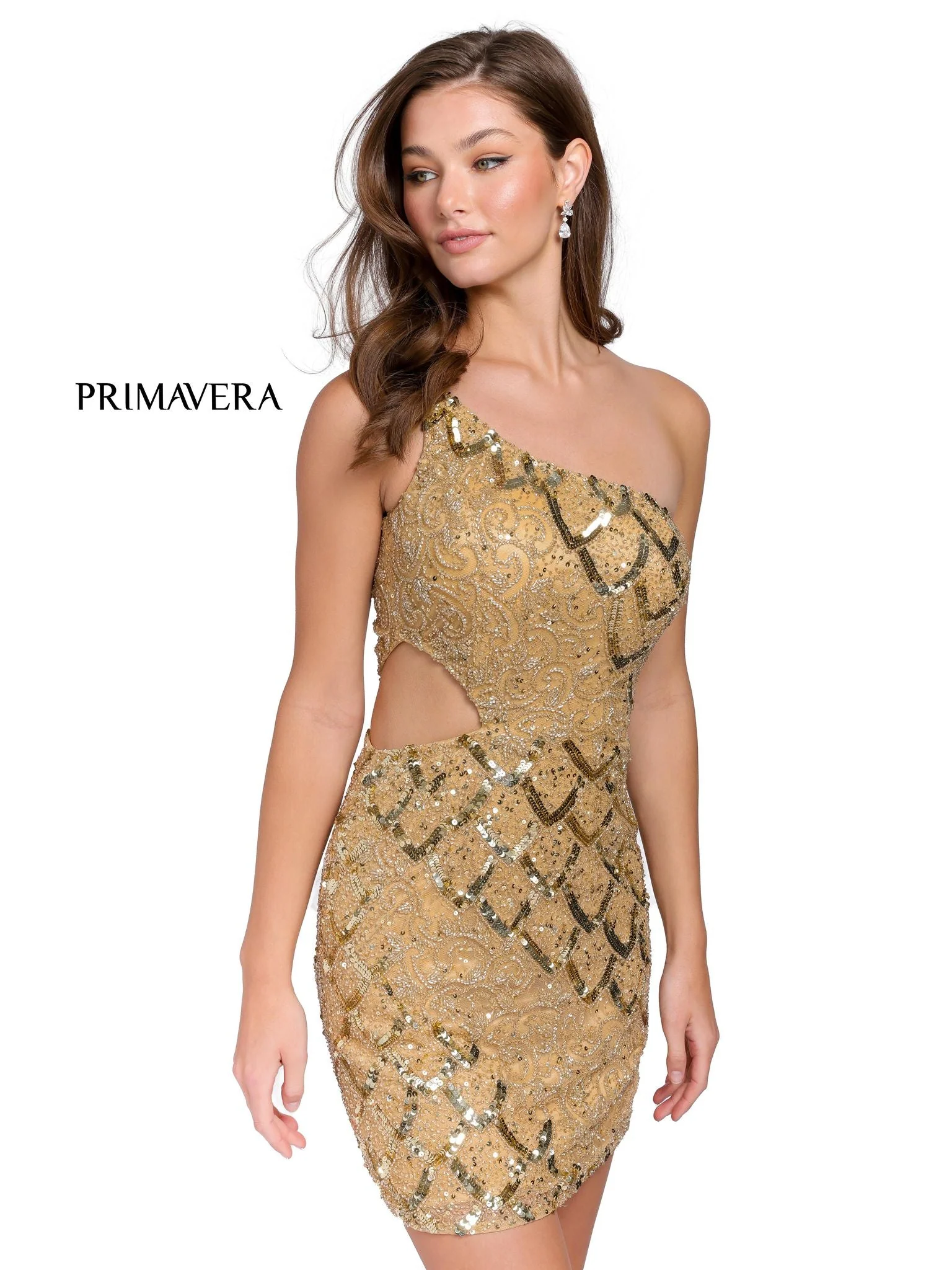 Primavera Couture 3504 Cocktail Dress One shoulder sequin beaded short dress - Image 14