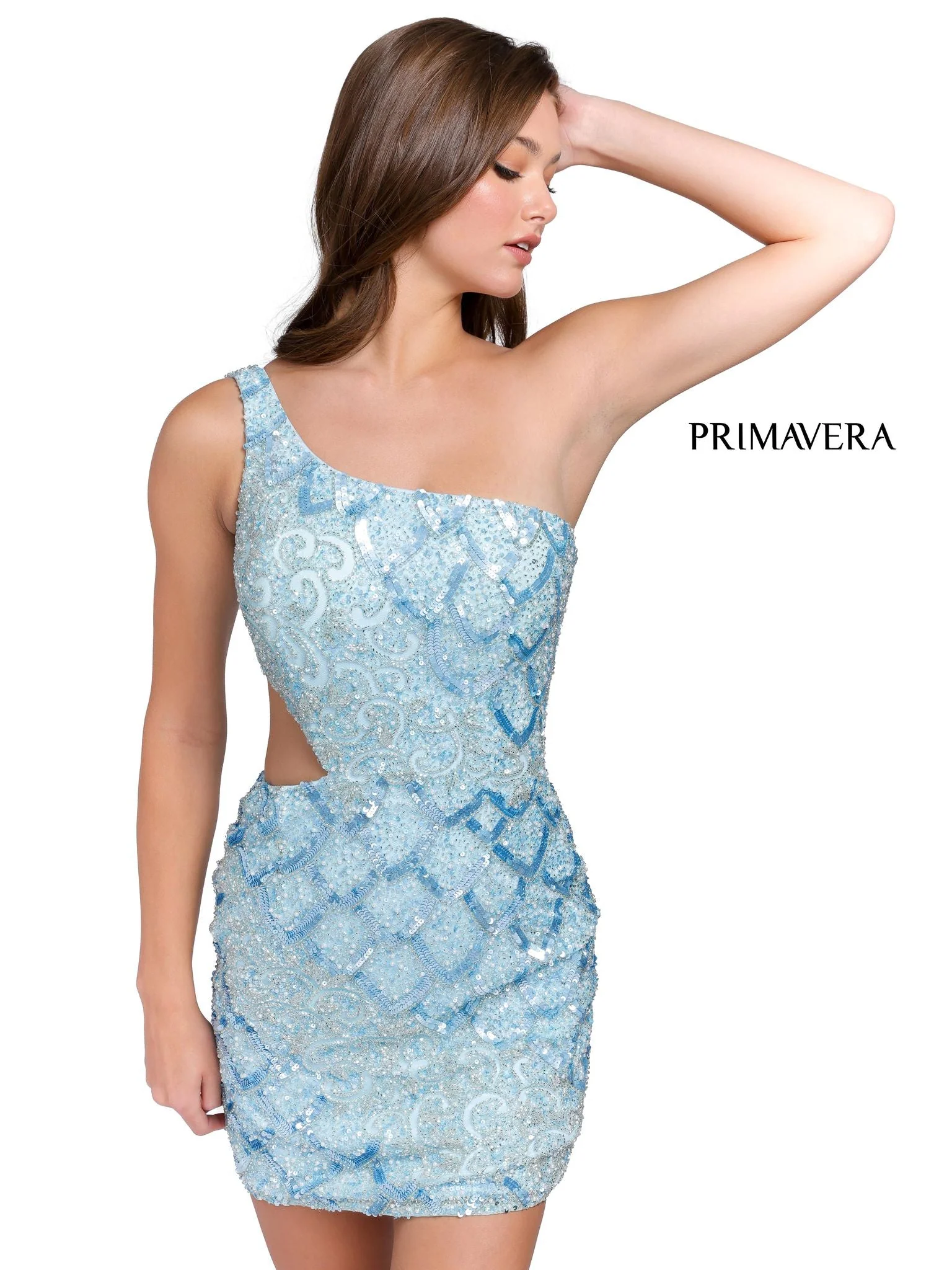 Primavera Couture 3504 Size 12 Sage Green One Shoulder Cut Out Cocktail Dress - Image 10