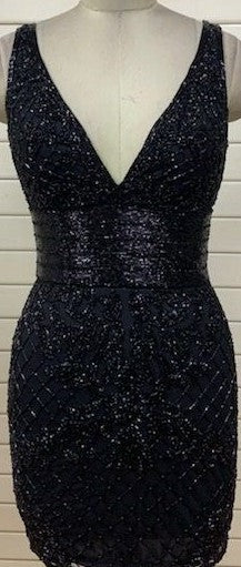 Primavera Couture 3514 Size 14 Black Beaded short cocktail dress homecoming Formal Fitted Gown - Image 2