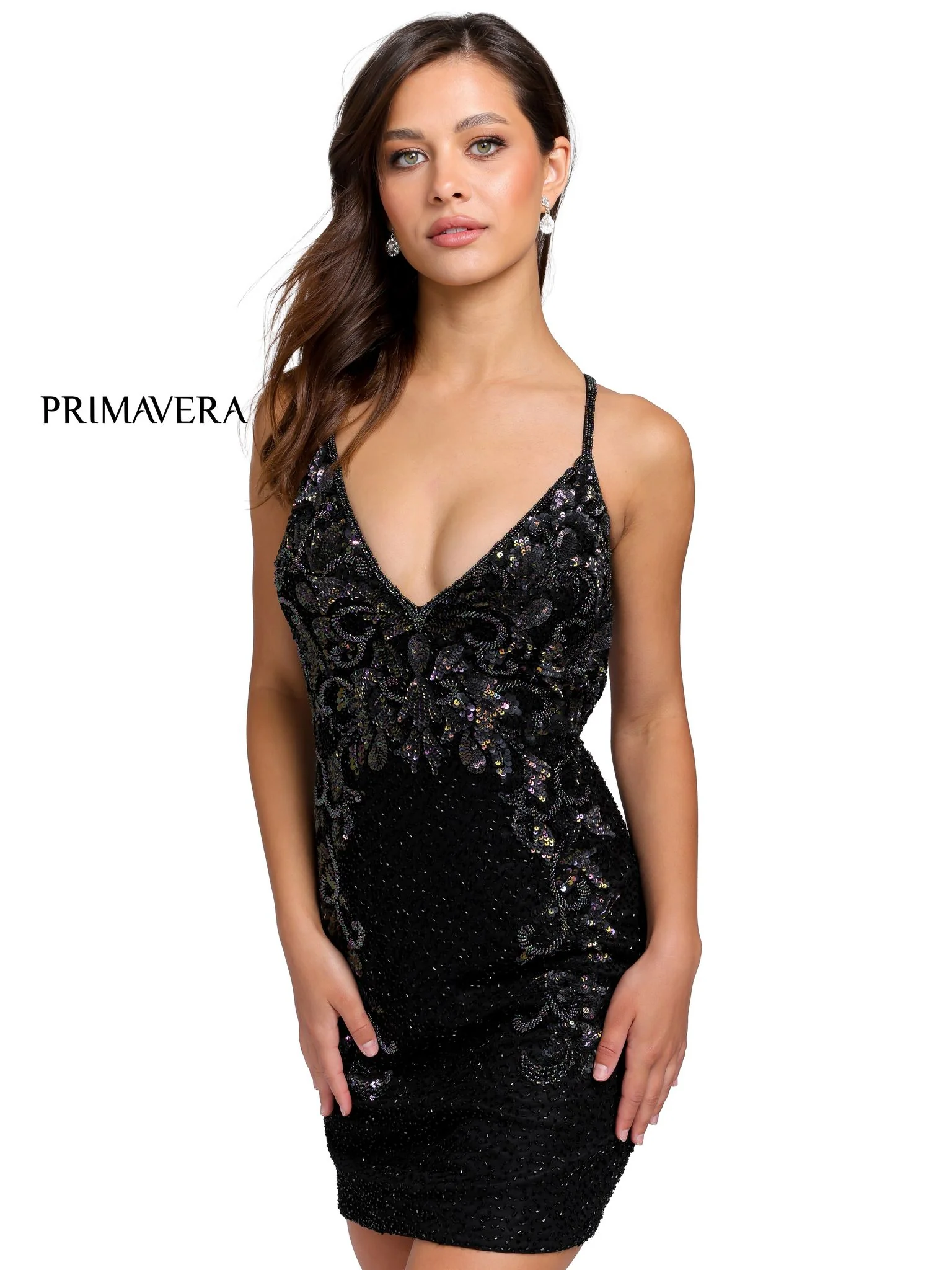 Primavera Couture 3516 Size 2 Black Beaded Cocktail Dress backless short fitted homecoming dress - Image 3