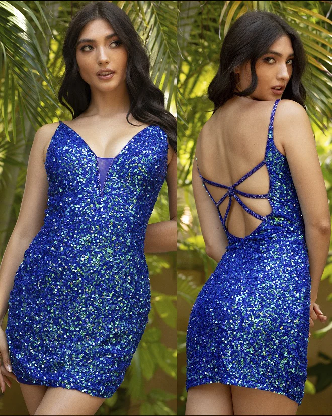 Primavera Couture 3572 Size 8 Blush Cocktail Dress Short Sequin Fitted Homecoming Dress - Image 6
