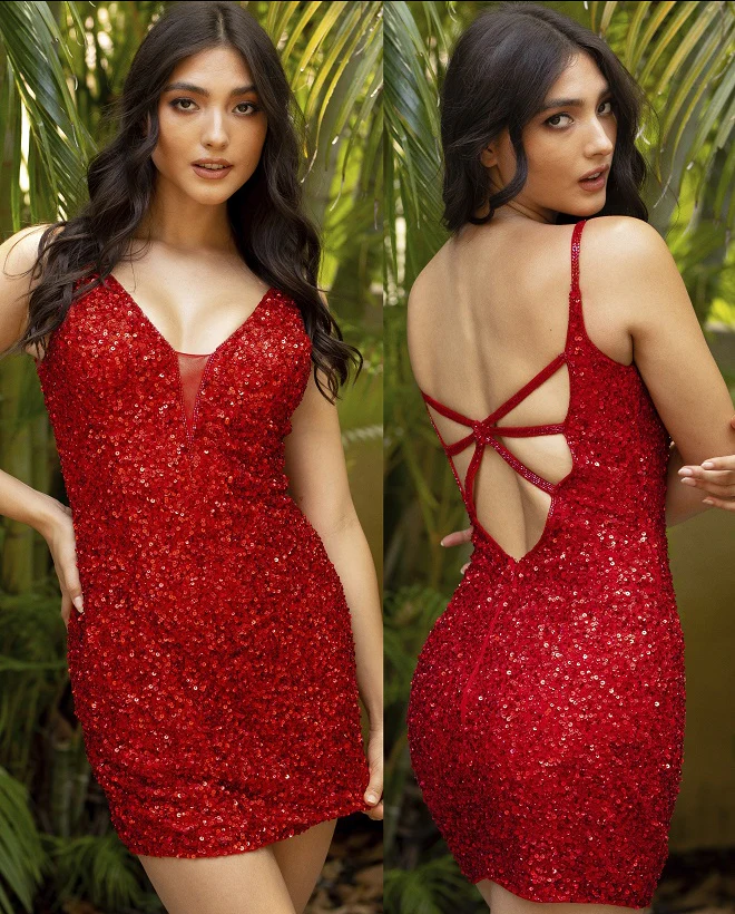 Primavera Couture 3572 Size 10, 12 Baby Pink Cocktail Dress Short Sequin Fitted Homecoming Dress - Image 10