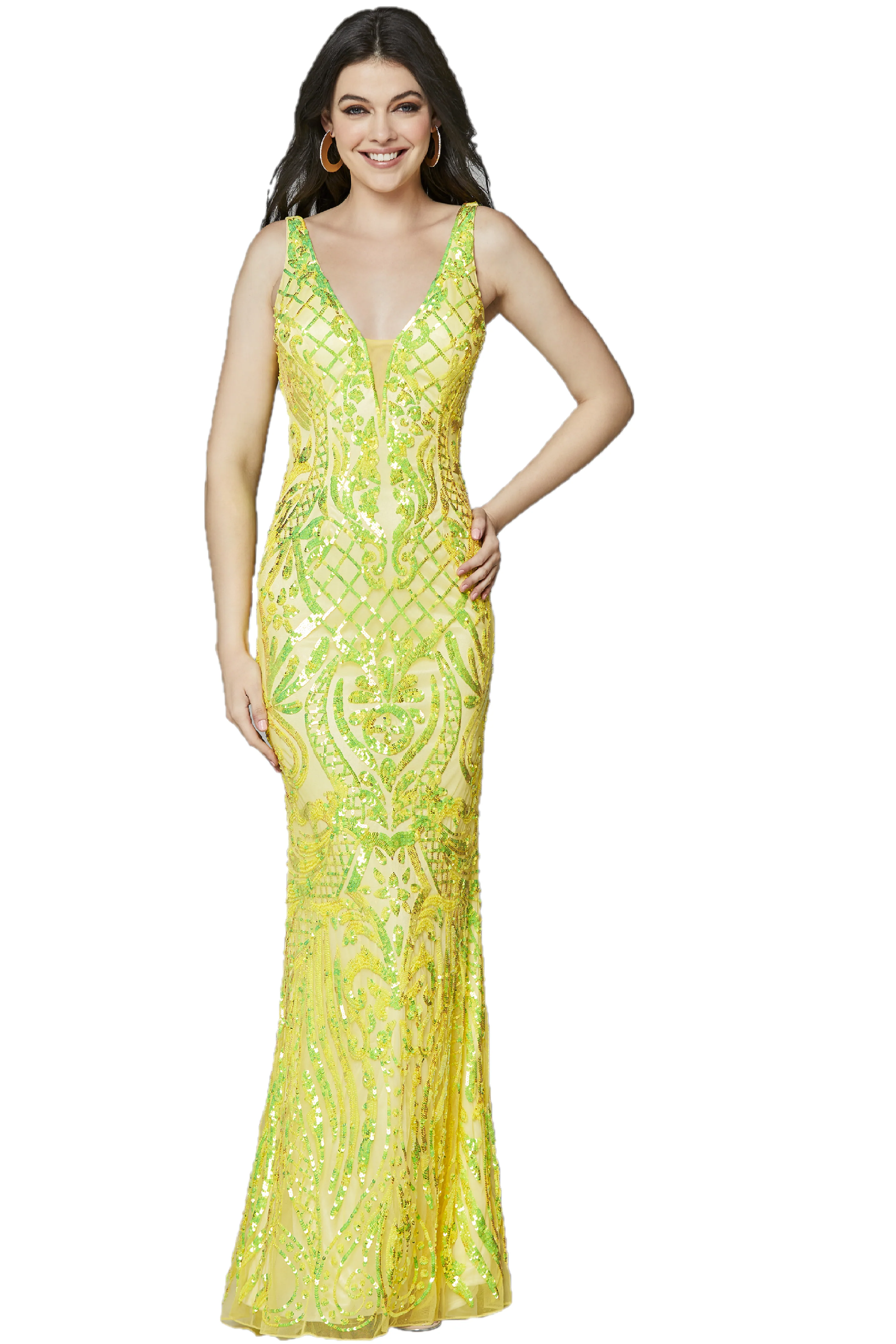 Primavera Couture 3612 Size 4 Long Fitted Sequin Formal Prom Dress Pageant Gown Backless