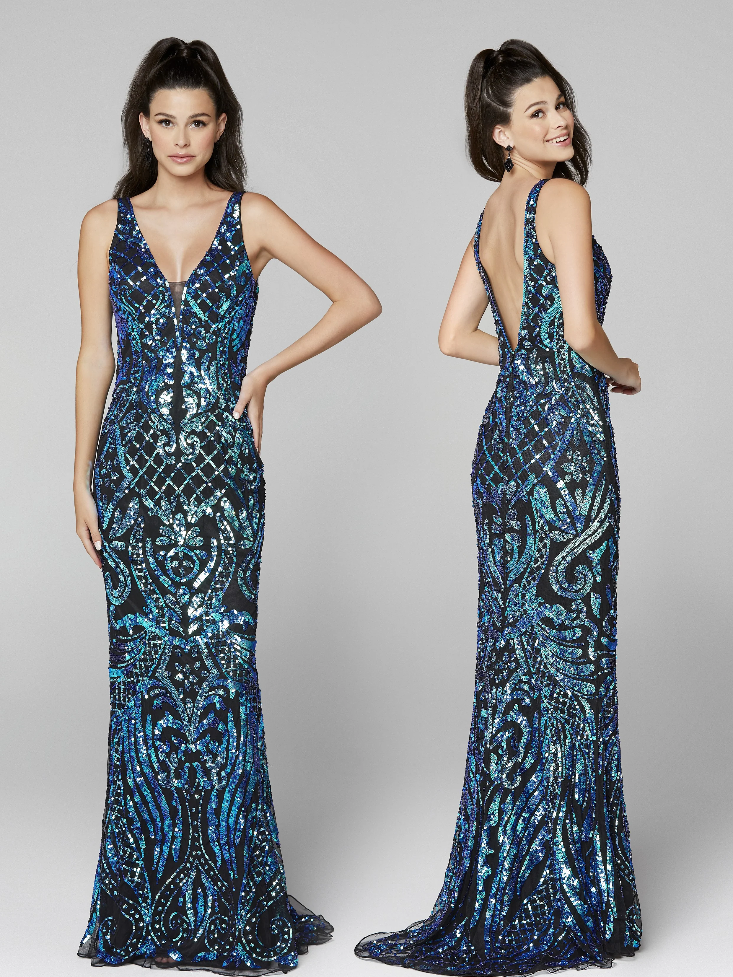 Primavera Couture 3612 Size 4 Long Fitted Sequin Formal Prom Dress Pageant Gown Backless - Image 10