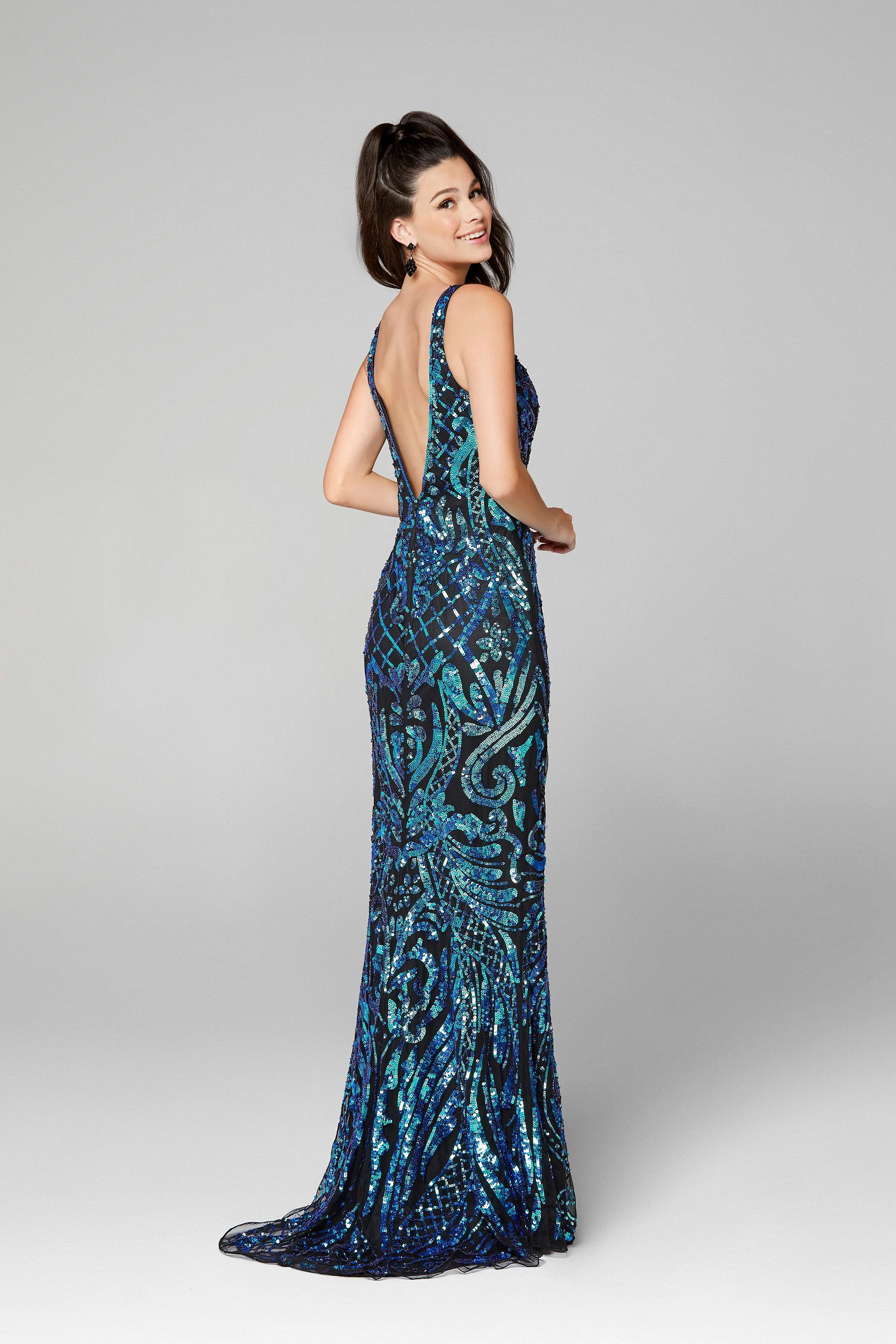 Primavera Couture 3612 Size 4 Long Fitted Sequin Formal Prom Dress Pageant Gown Backless - Image 15