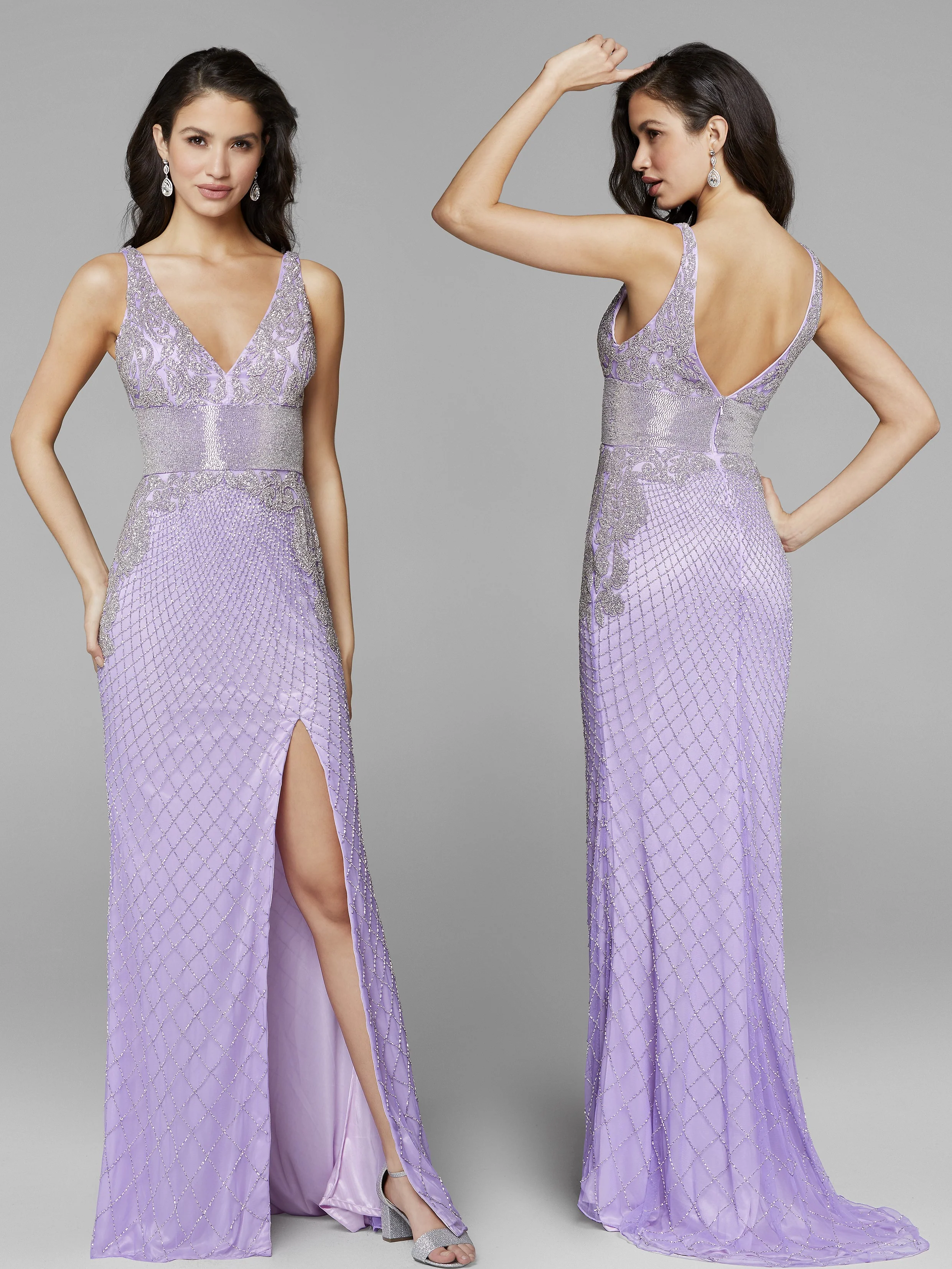 Primavera Couture 3617 Size 2 Lilac Prom Dress Long Fitted Beaded Formal Pageant Gown - Image 9