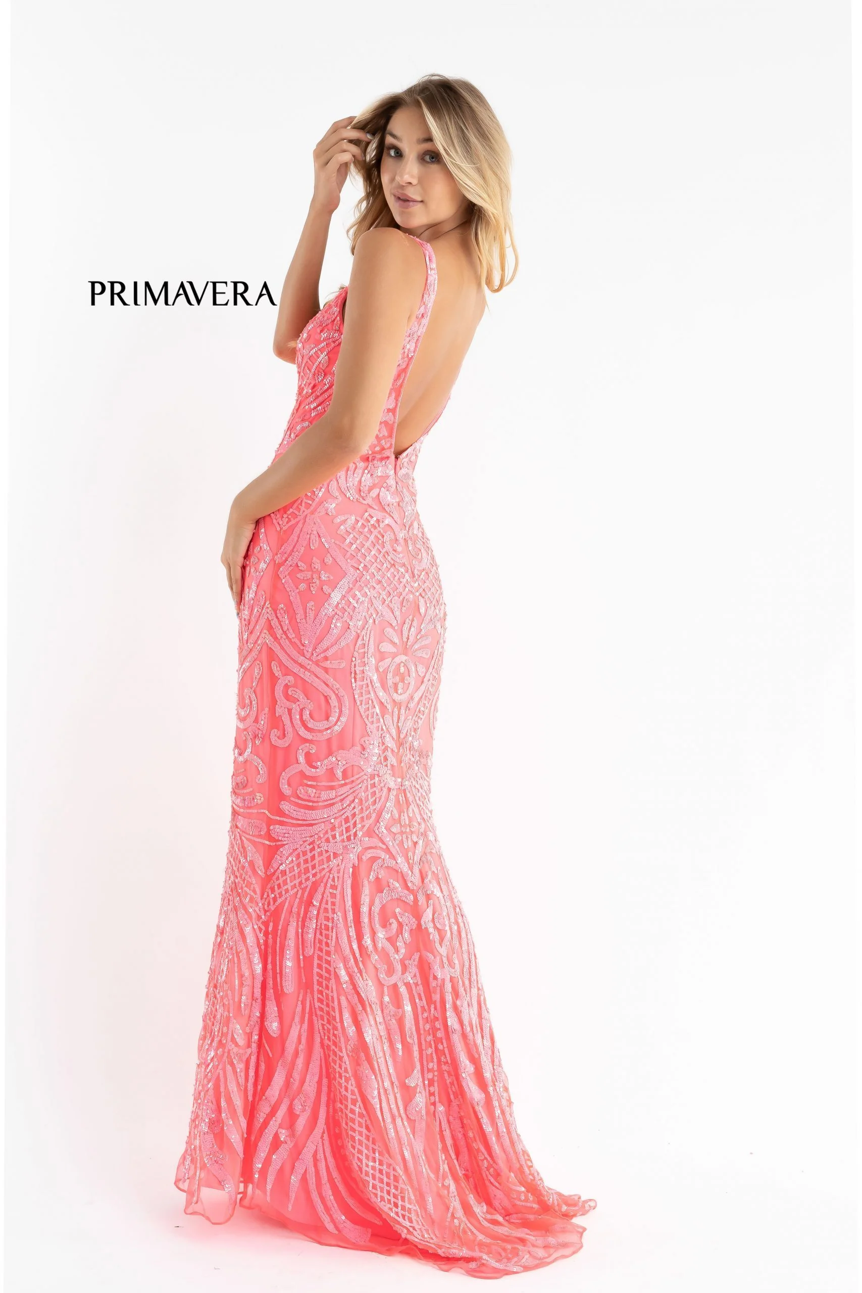 Primavera Couture 3722 Size 14 Iridescent Prom Dress V Neckline V Back Long Sequins Evening Gown - Image 21