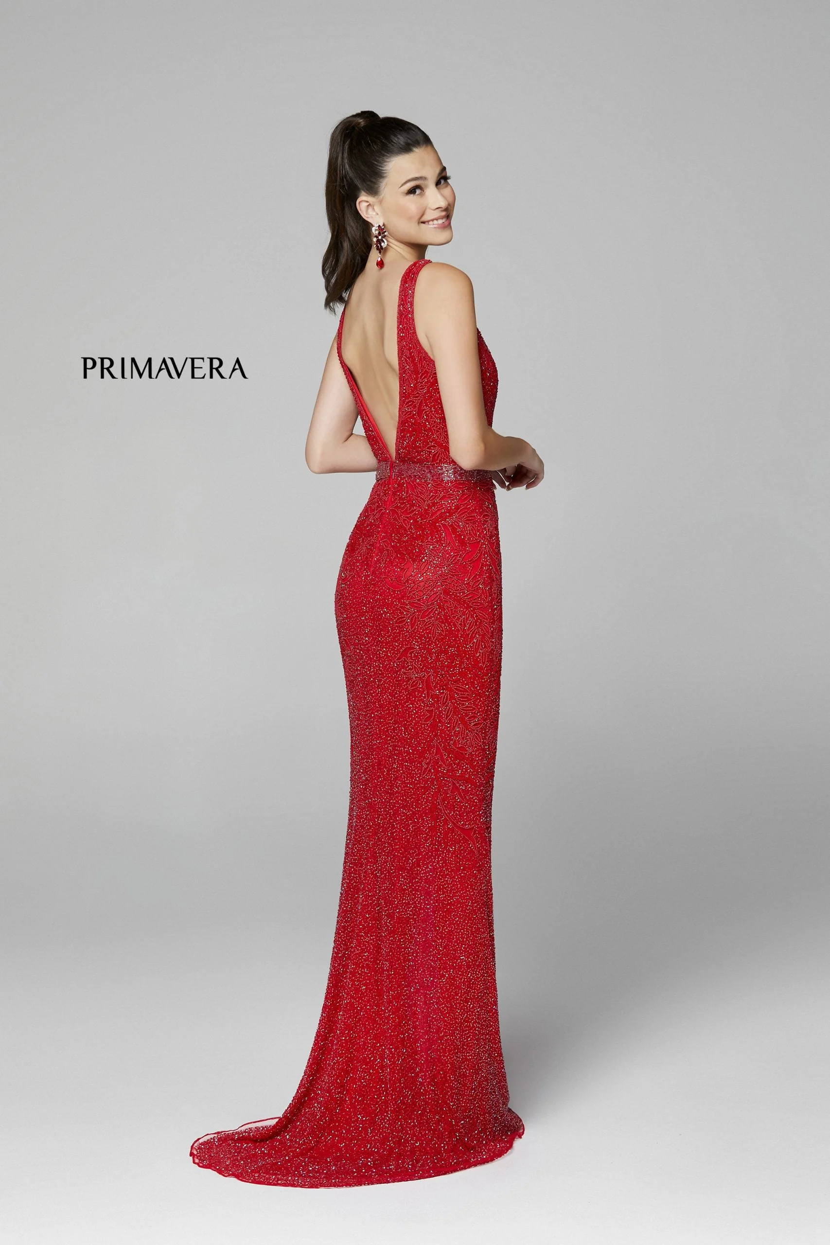 Primavera Couture 3725 Beaded Evening Gown Prom Dress V Neckline Floral Slit Ivory size 12 - Image 10
