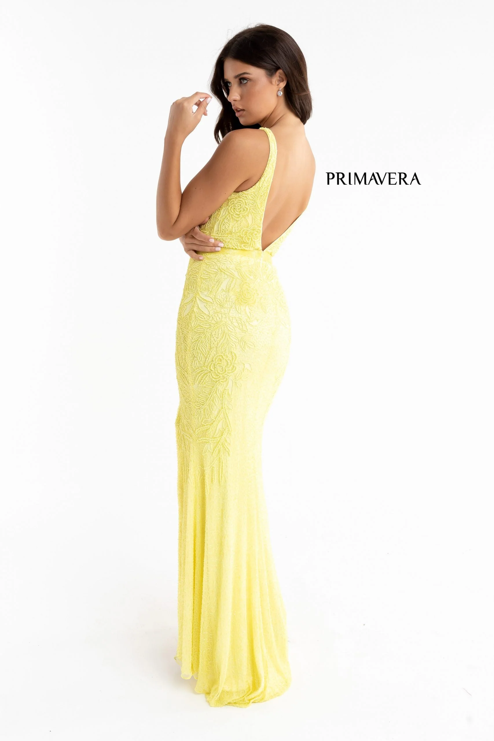 Primavera Couture 3725 Beaded Evening Gown Prom Dress V Neckline Floral Slit Ivory size 12 - Image 6