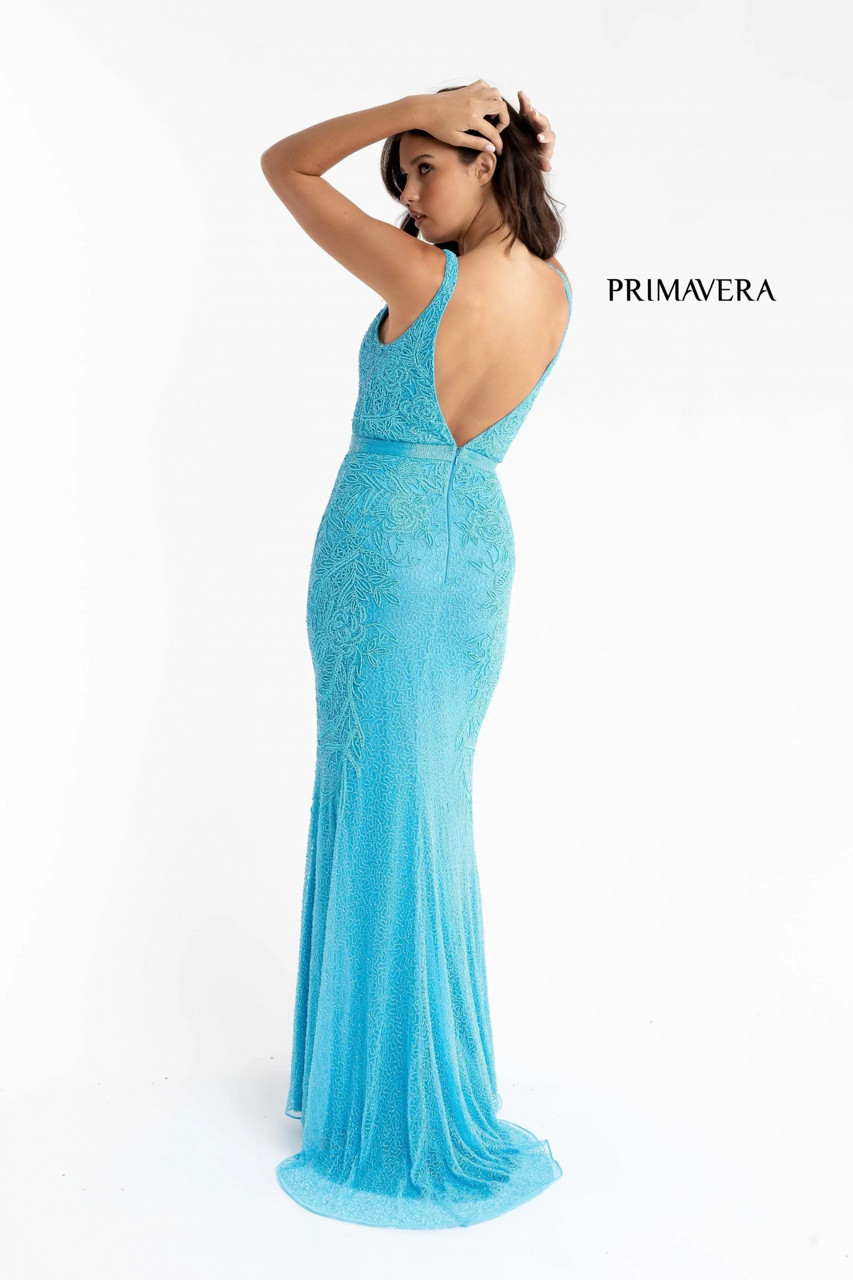 Primavera Couture 3725 Beaded Evening Gown Prom Dress V Neckline Floral Slit Ivory size 12 - Image 7