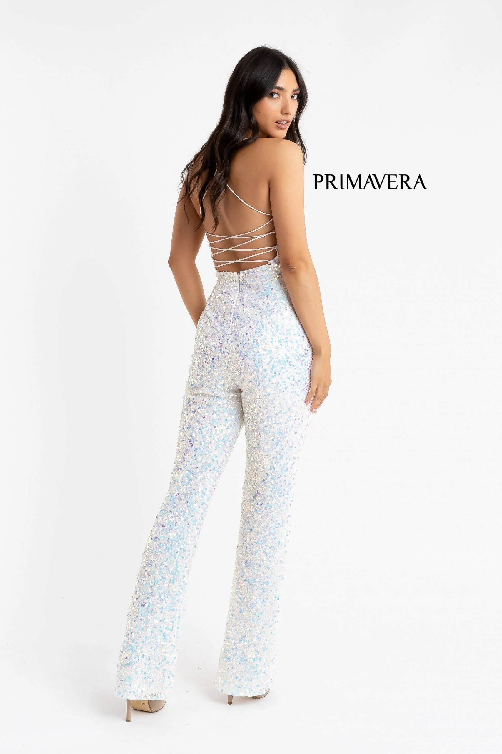 Primavera Couture 3774 Size 2, 6 Ivory Jumpsuit Sequin Pageant - Image 2