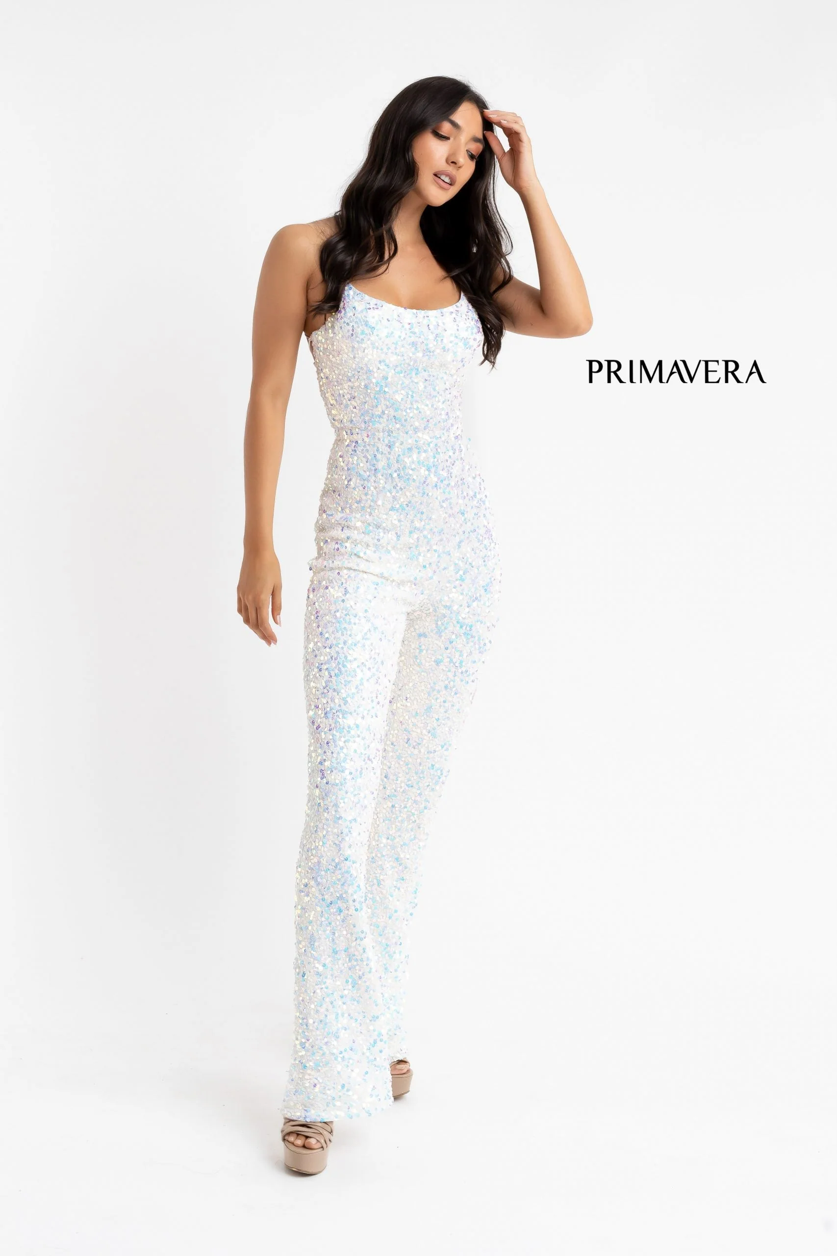 Primavera Couture 3774 Size 2, 6 Ivory Jumpsuit Sequin Pageant - Image 3