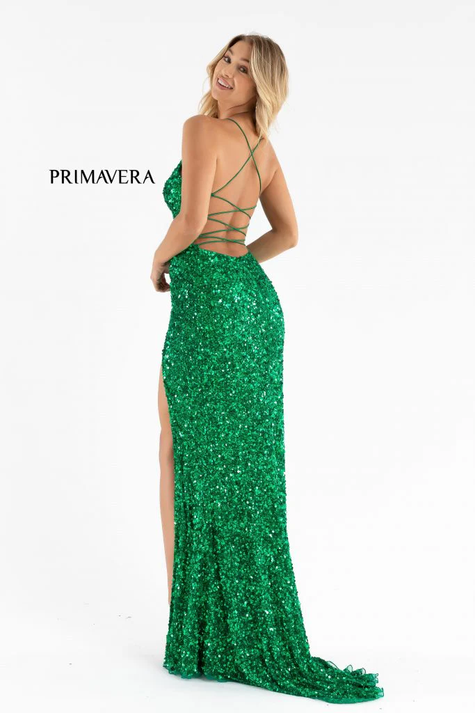 Primavera Couture 3791 Sizes 2,8 Emerald Prom Dress Backless Sequin - Image 2