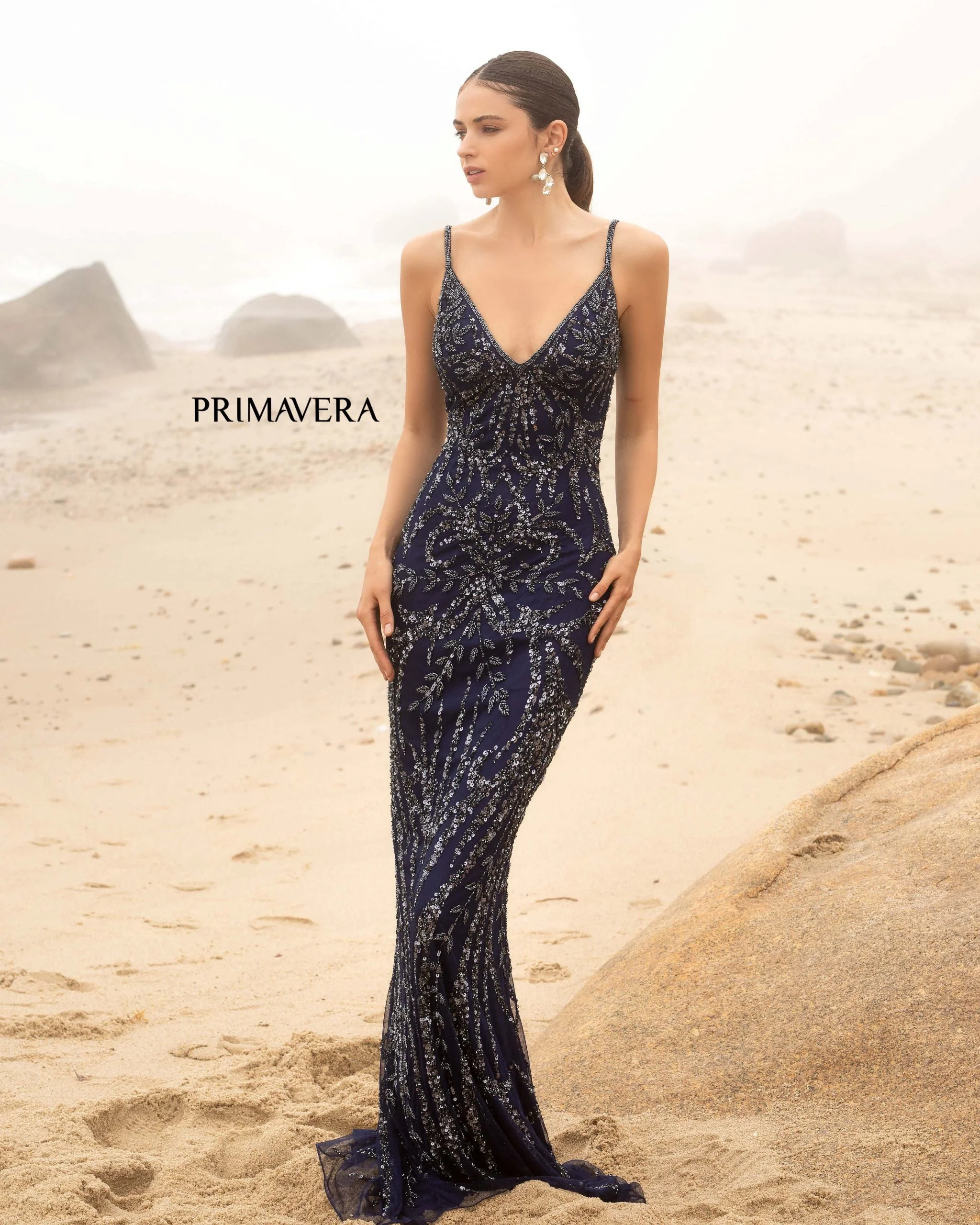 Primavera Couture 3793 Size 4 Neon Lilac Sequin Prom Dress Long V Neckline Fitted Sweeping Train - Image 15