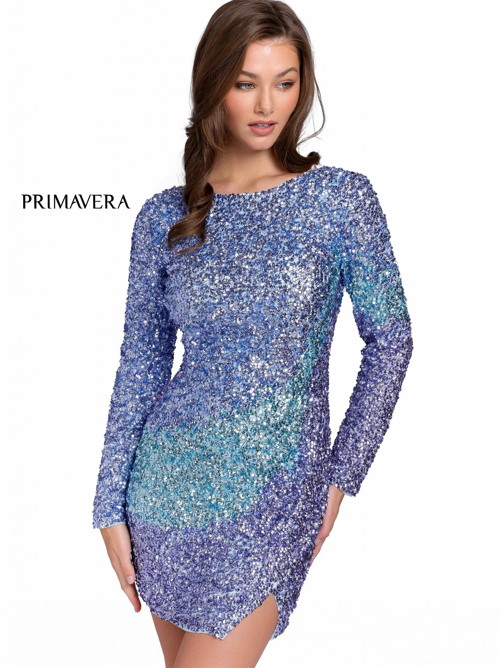 Primavera Couture 3819 Short Homecoming Dress Fitted Sequin Cocktail Dress - Image 11