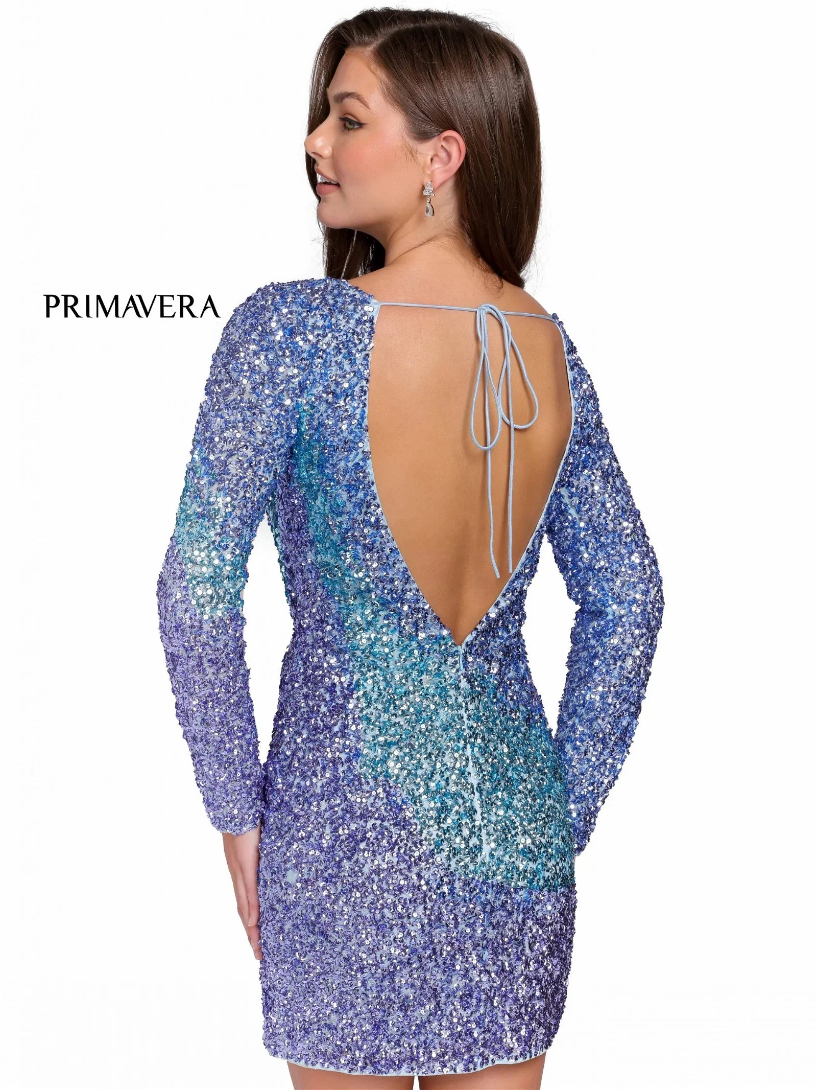 Primavera Couture 3819 Short Homecoming Dress Fitted Sequin Cocktail Dress - Image 17