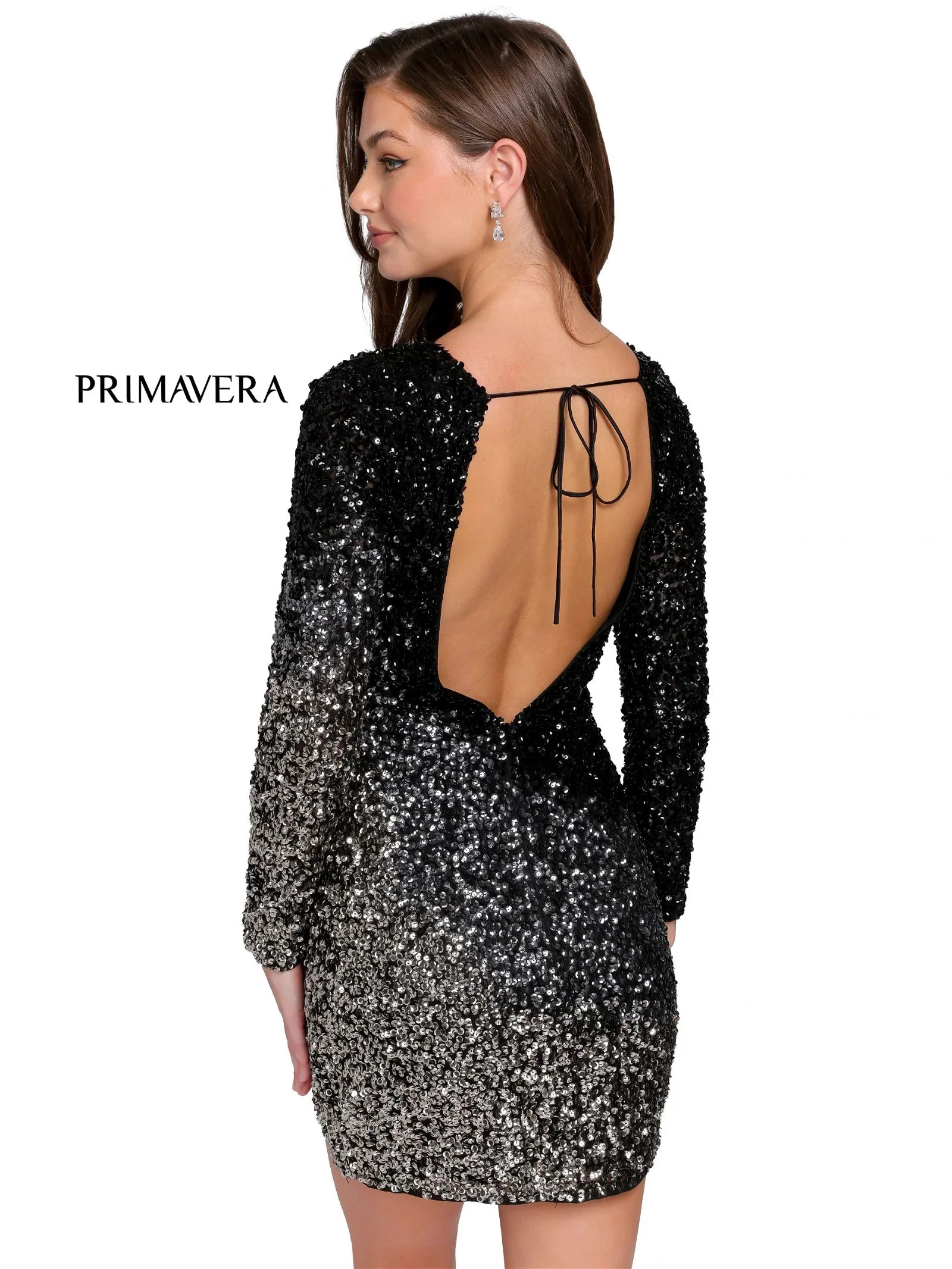 Primavera Couture 3819 Short Homecoming Dress Fitted Sequin Cocktail Dress - Image 19