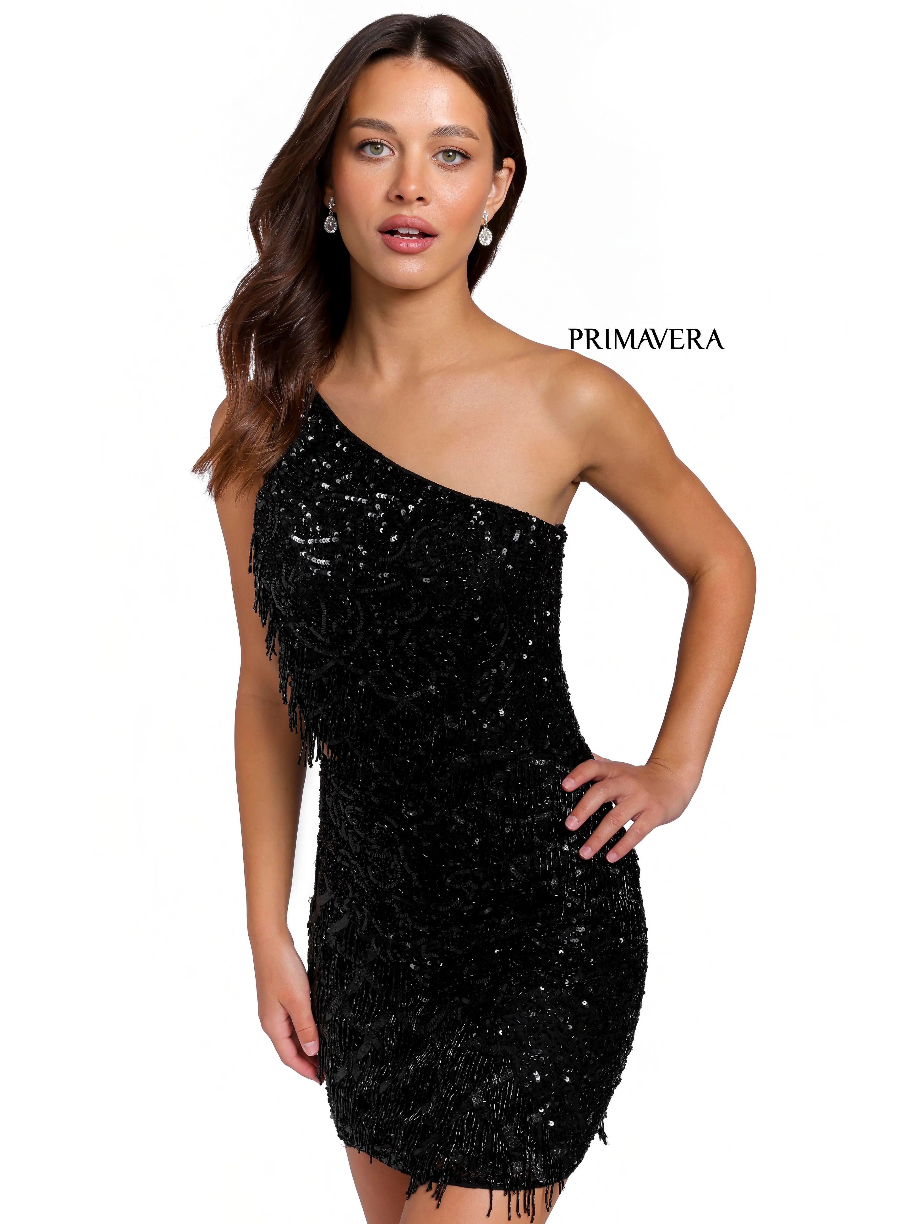 Primavera Couture 3836 Short Homecoming Dress Fitted Sequin Cocktail Dress - Image 7