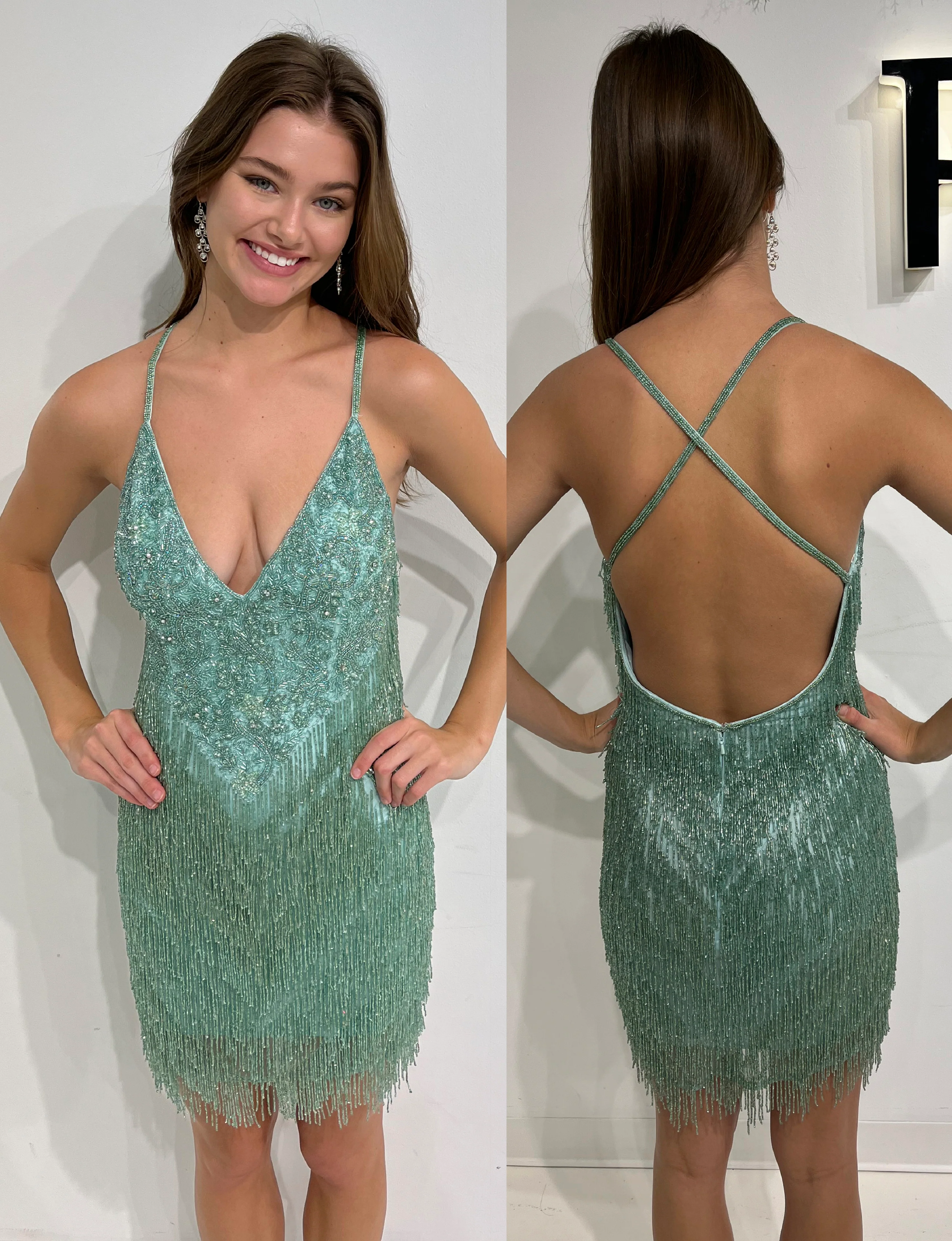 Primavera Couture 3851 Short Homecoming dress Fitted sequin beaded short cocktail dress - Image 10