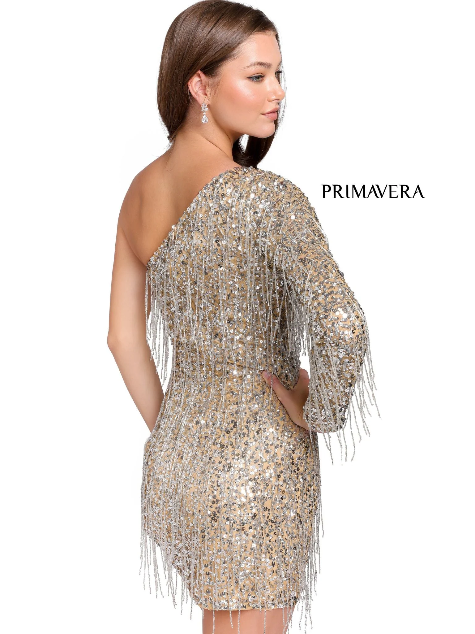 Primavera Couture 3858 Size 8 Lilac Short Homecoming dress Fitted sequin beaded short cocktail dress - Image 3