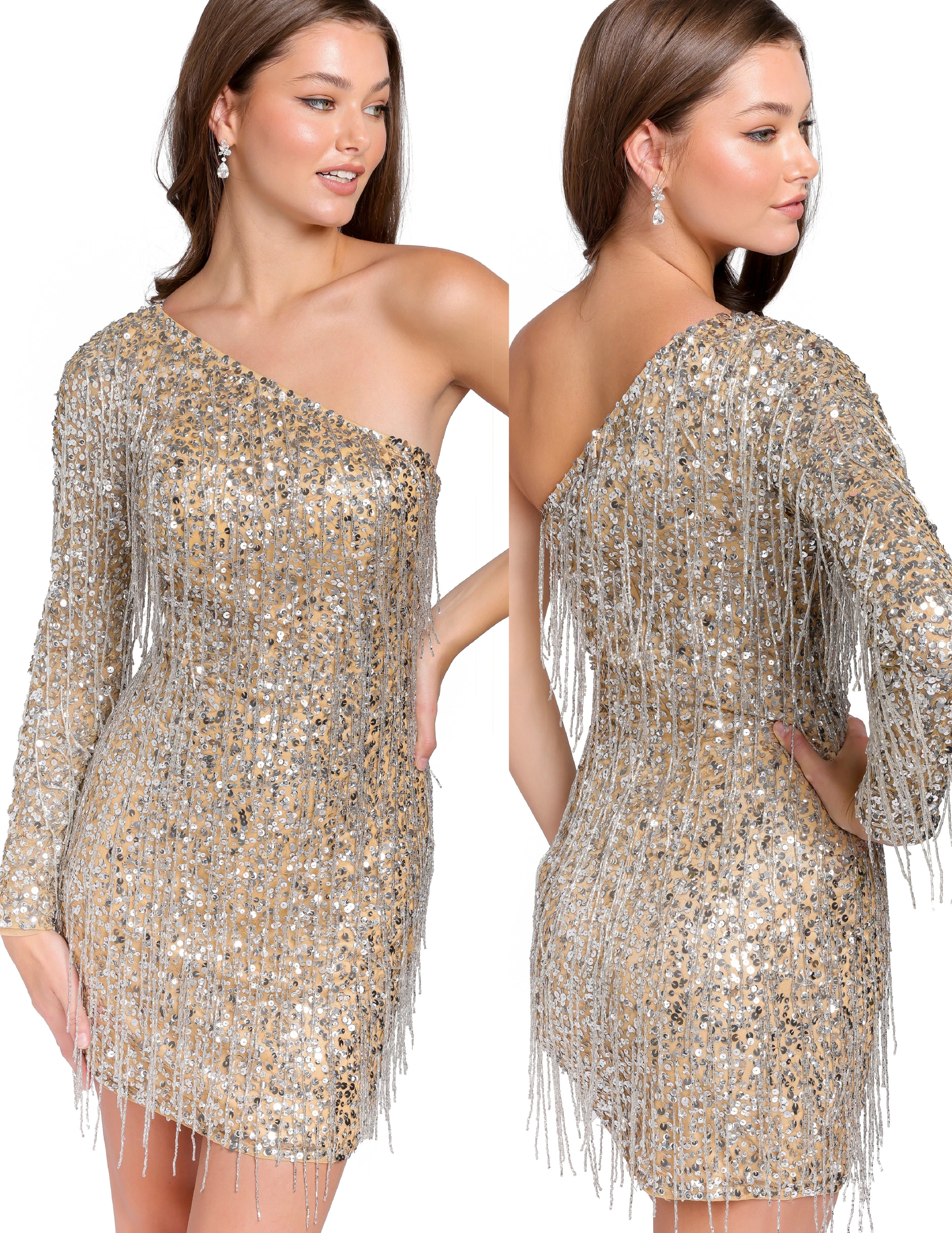 Primavera Couture 3858 Size 8 Lilac Short Homecoming dress Fitted sequin beaded short cocktail dress - Image 4
