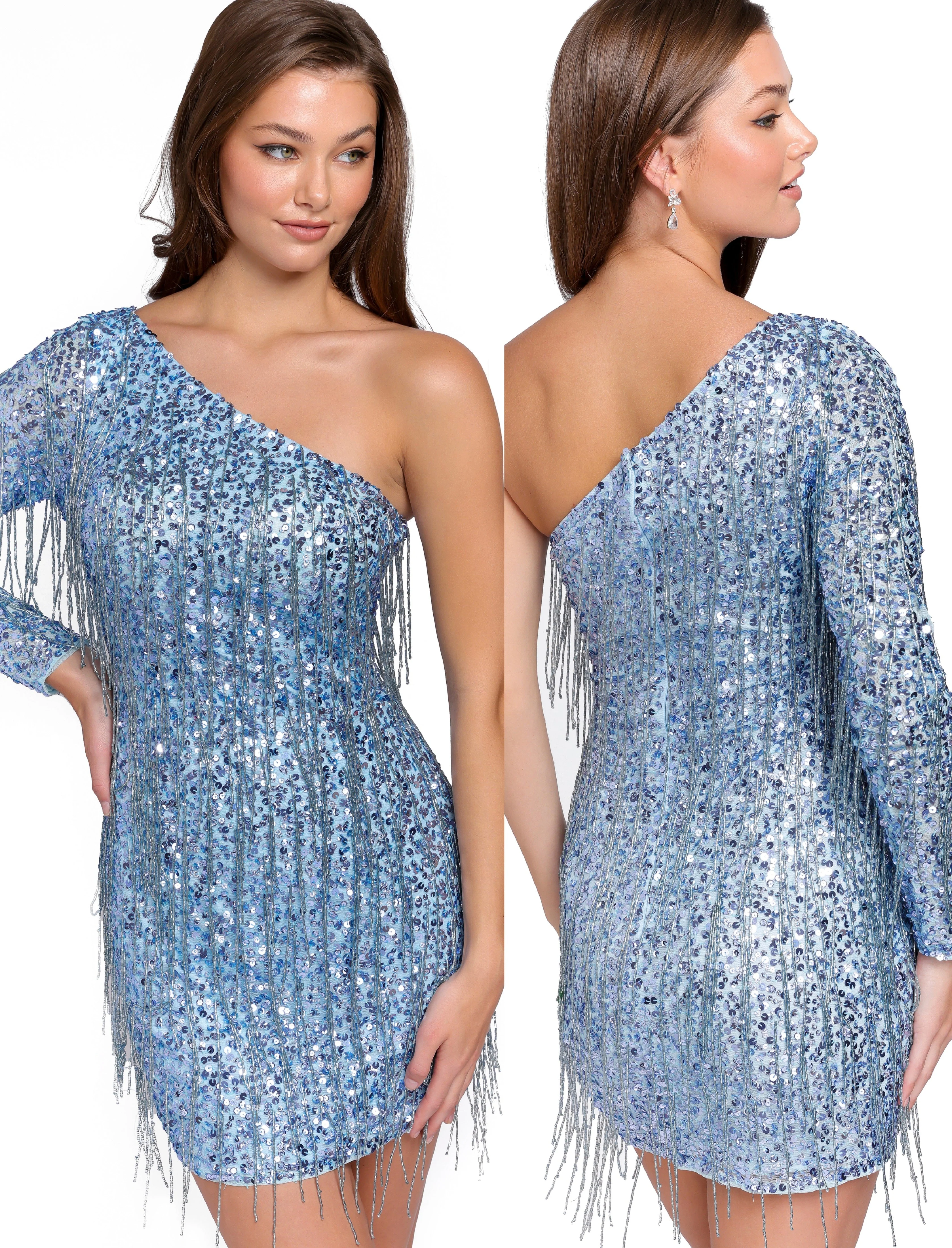 Primavera Couture 3858 Size 8 Lilac Short Homecoming dress Fitted sequin beaded short cocktail dress - Image 6