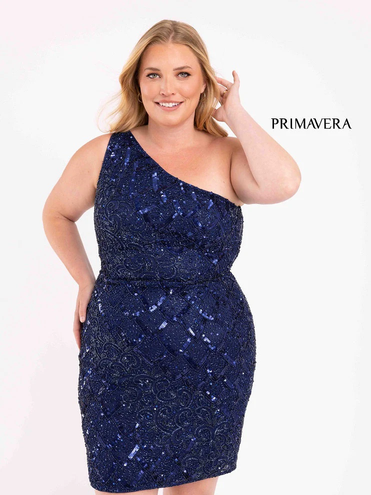 Primavera Couture 3885 Size 20W Blush Curvy Cocktail Dress one shoulder fitted sequins Homecoming Dress - Image 2