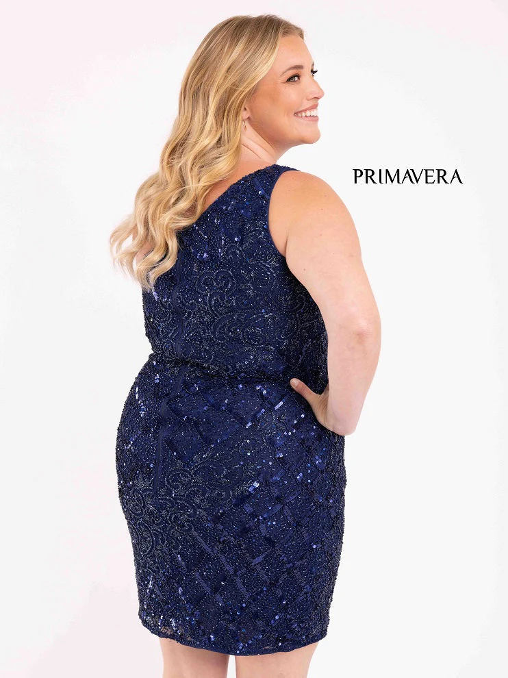 Primavera Couture 3885 Size 20W Blush Curvy Cocktail Dress one shoulder fitted sequins Homecoming Dress - Image 3
