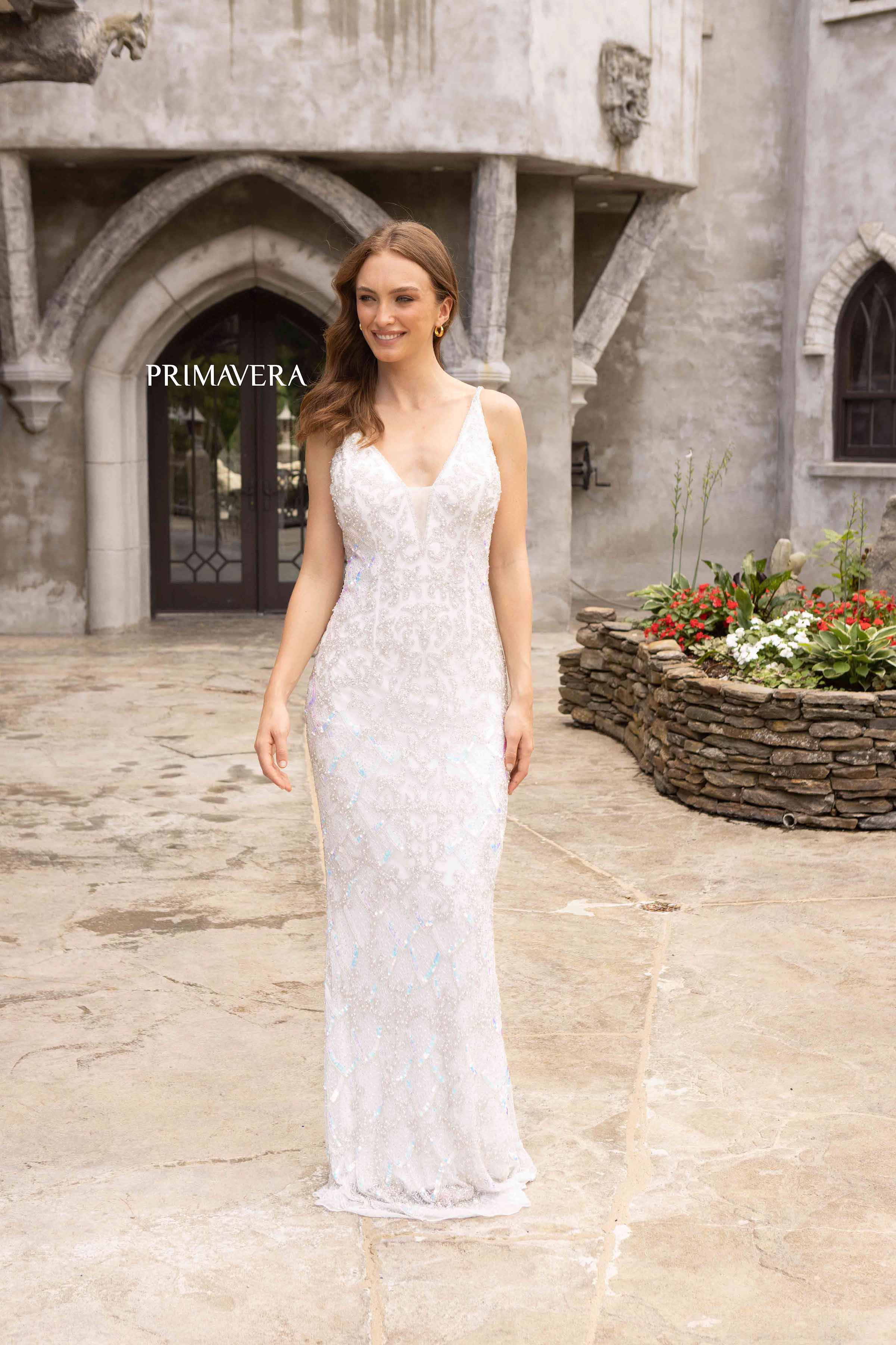 Primavera Couture 3903 Long Fitted Beaded Sequin Formal Prom Dress Evening Gown - Image 7