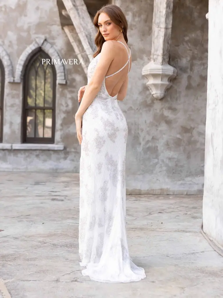 Primavera Couture 3907 Size 16 Royal Blue Long Beaded Lace Backless Prom Dress V neck formal Evening Gown - Image 8