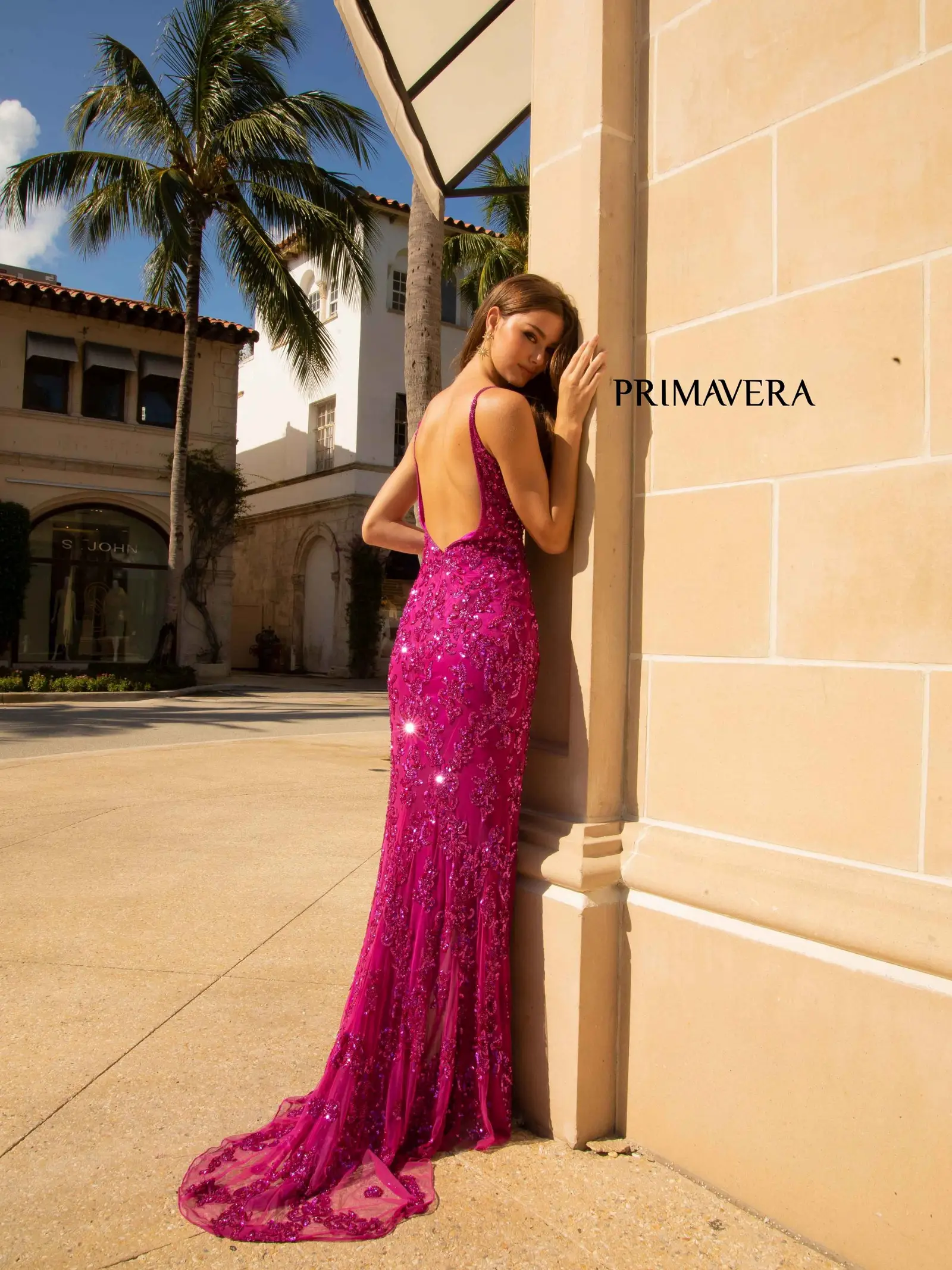 Primavera Couture 3913 Prom Dress Long Beaded Dress Fitted High Slit Formal Gown - Image 10