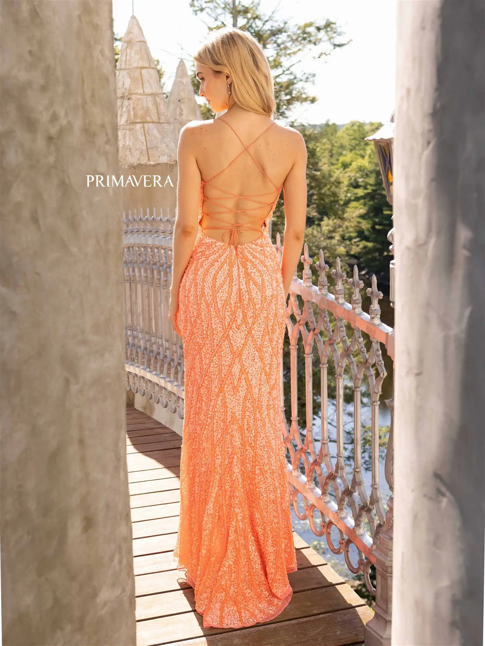 Primavera Couture 3959 Size 10 Jade Sequin Scoop neck Prom Dress Backless Corset Slit Formal Gown - Image 11