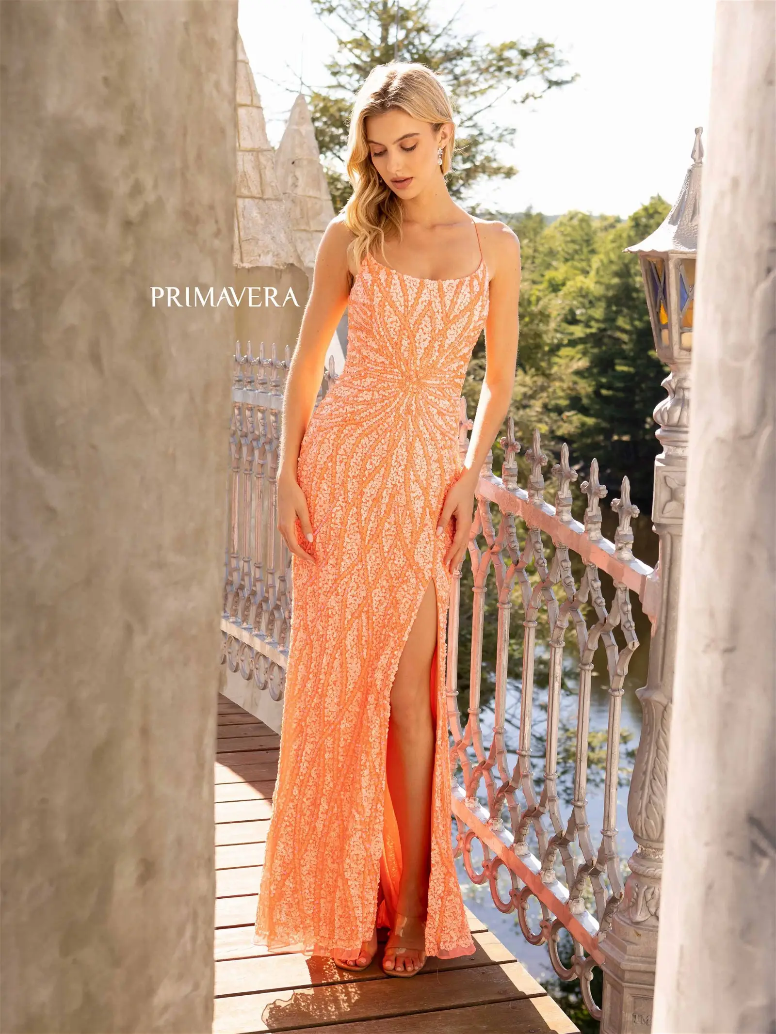 Primavera Couture 3959 Size 10 Jade Sequin Scoop neck Prom Dress Backless Corset Slit Formal Gown - Image 15
