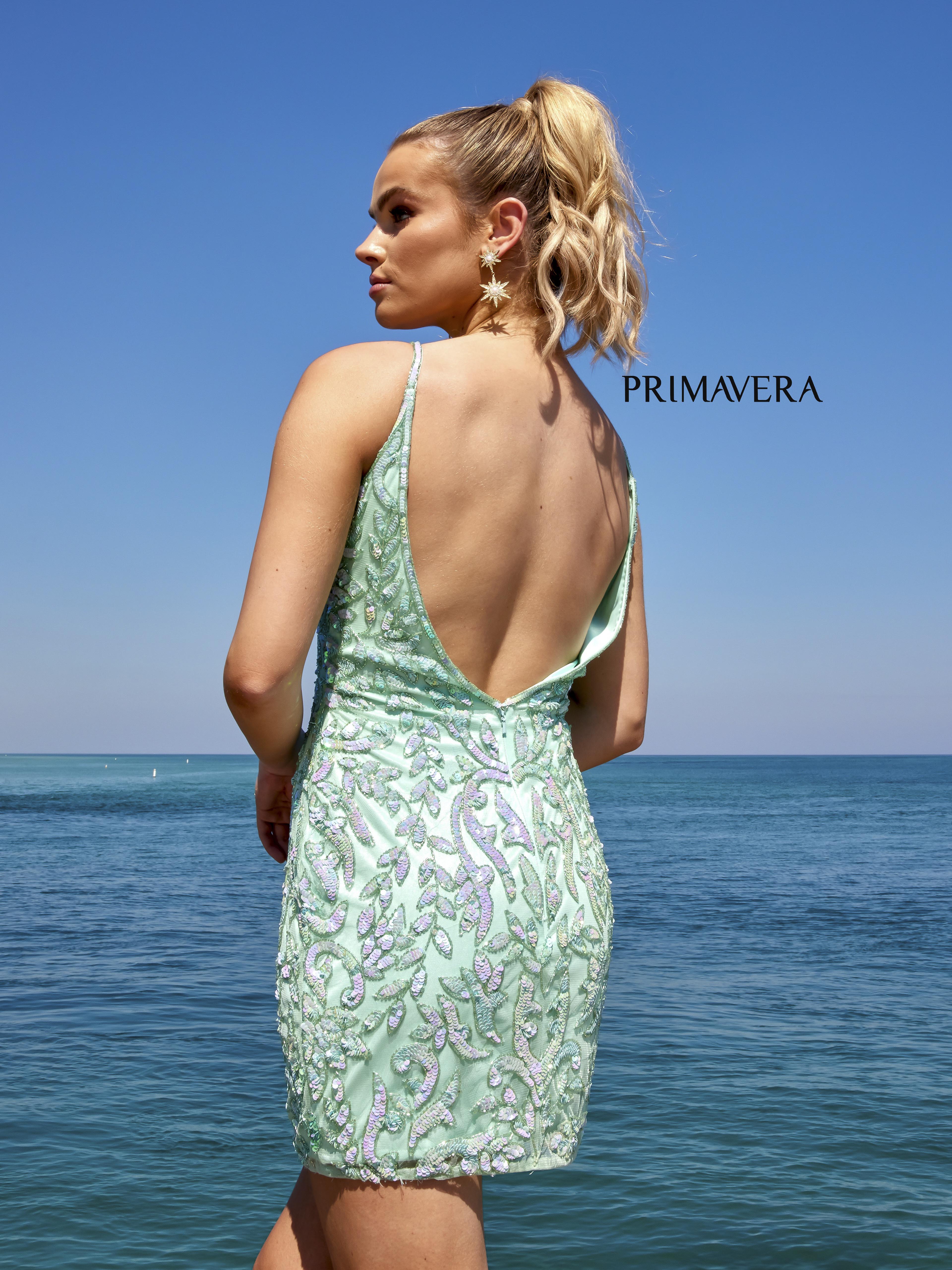 Primavera Couture 4013 V-Neck Sequin Cocktail Dress Embellished With Beads Deep V Back - Image 18