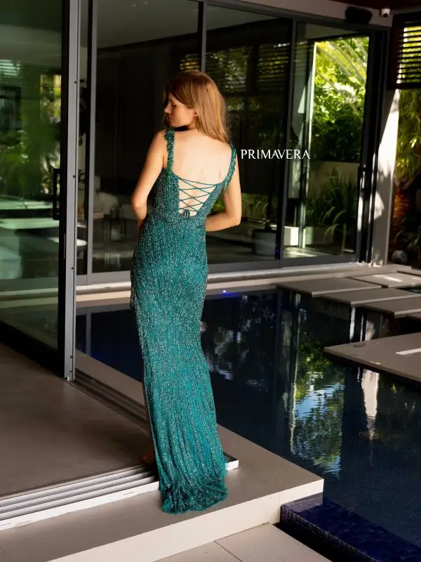 Primavera Couture 4127 Long Prom Dress Corset Off Shoulder Sequins Beaded Fringes High Slit Formal Pageant Gown - Image 5