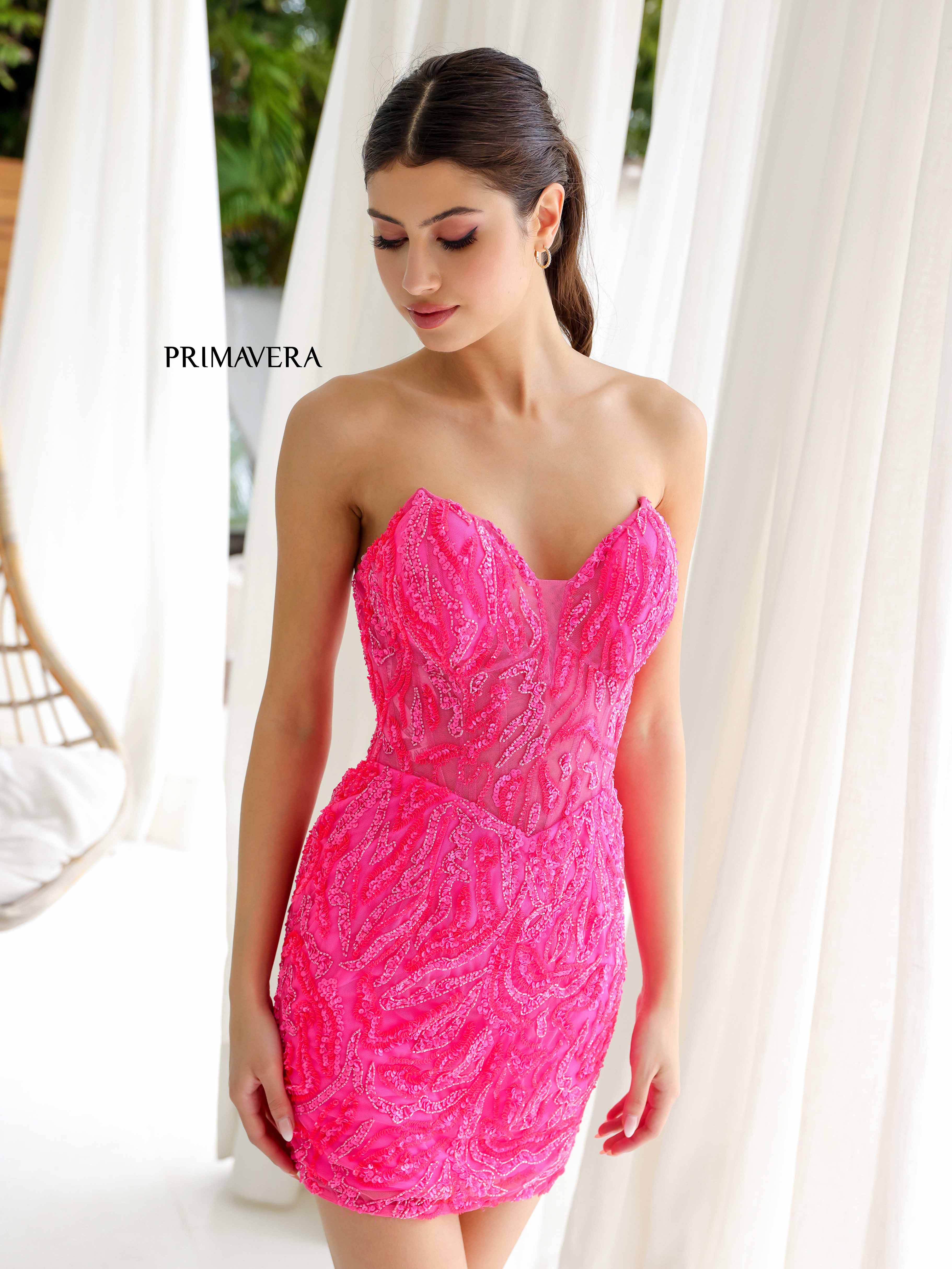 Primavera Couture 4222 Short Homecoming Dress Sheer Sequin Corset Cocktail Formal Gown - Image 12